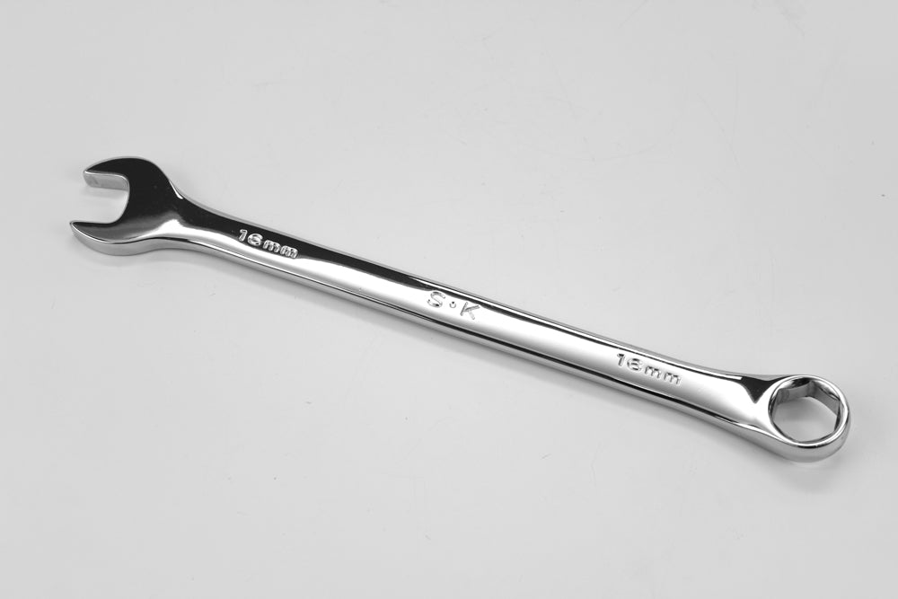 16mm 6-Point Metric Long Combination Chrome Wrench - Professional Grade Tool for Automotive, Plumbing & Mechanical Repairs