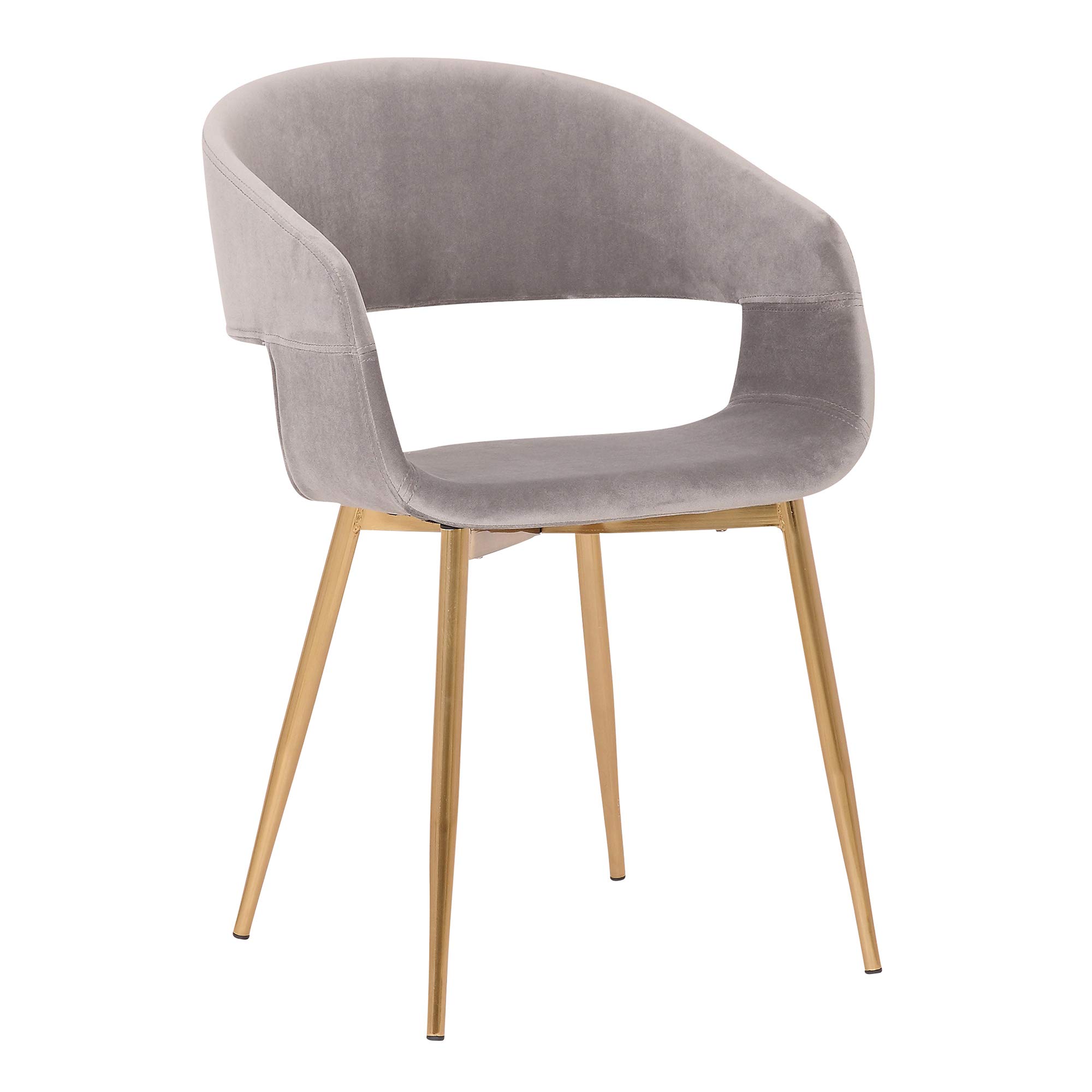 Armen Living Jocelyn Mid-Century Modern Upholstered Fabric Dining Chair - 18 Inch Height, Gray Accent Chair for Dining Room, Kitchen, Office & Living Room