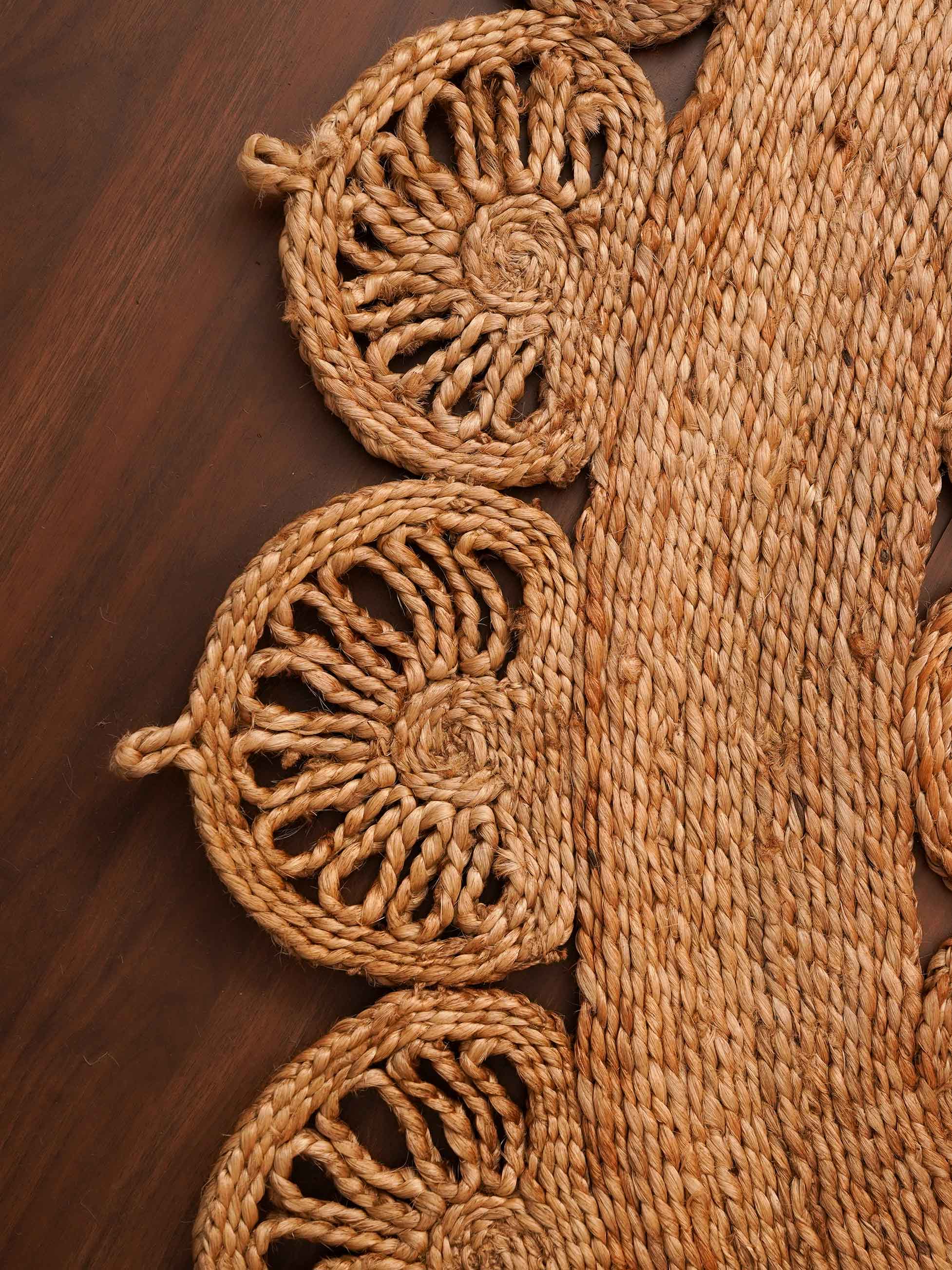 Silkfinity Handwoven Jute Braided Rug - Natural Fiber Floor Mat for Living Room, Bedroom, Dining Area - Eco-Friendly Home Decor & Boho Style Accent
