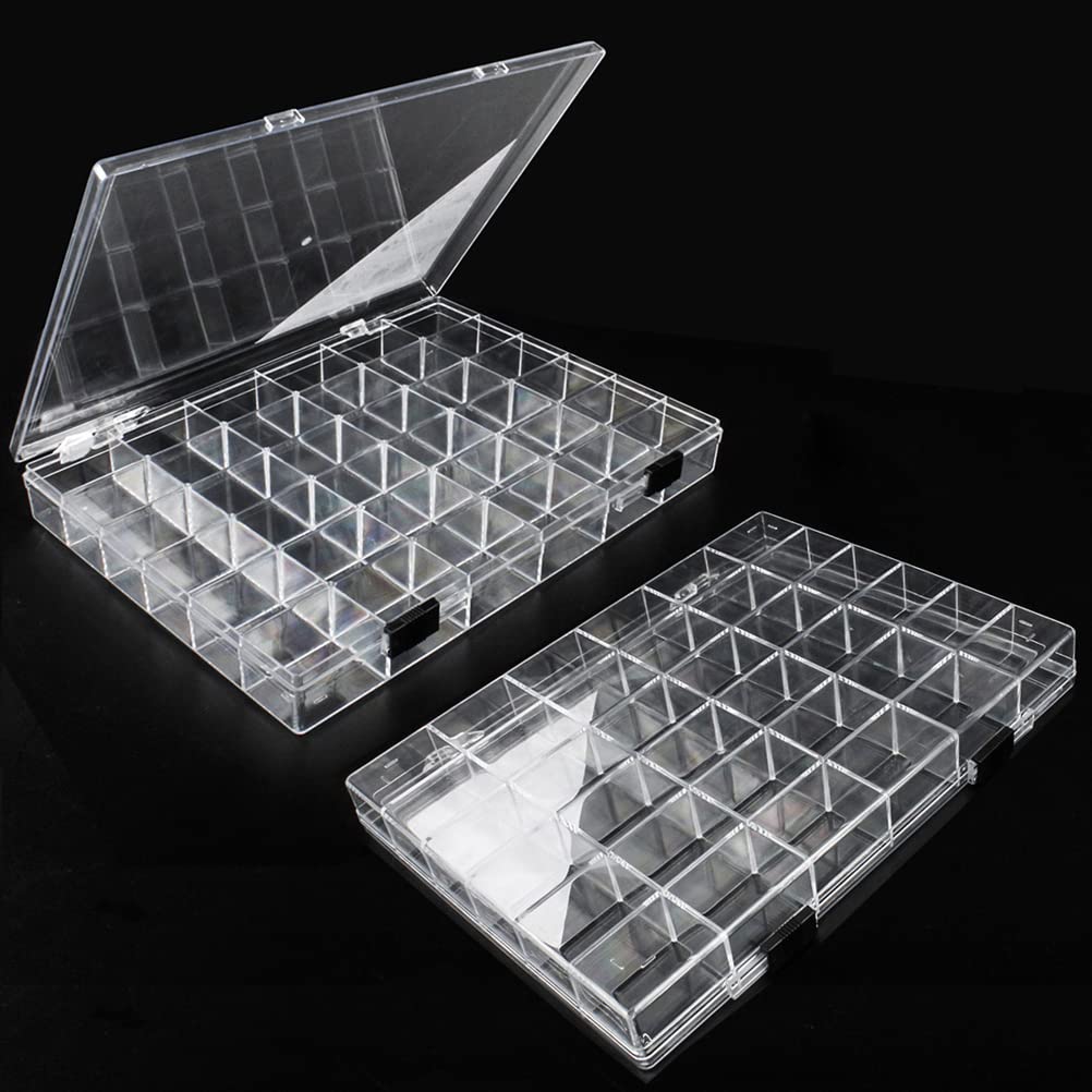 36 Grids Clear Plastic Organizer Box - 2 Pack | Beads, Jewelry & Craft Storage Container | DIY Art Supplies, Fishing Tackle & Rock Collection Organizer | Perfect for Craft Rooms, Workshops & Travel Organization