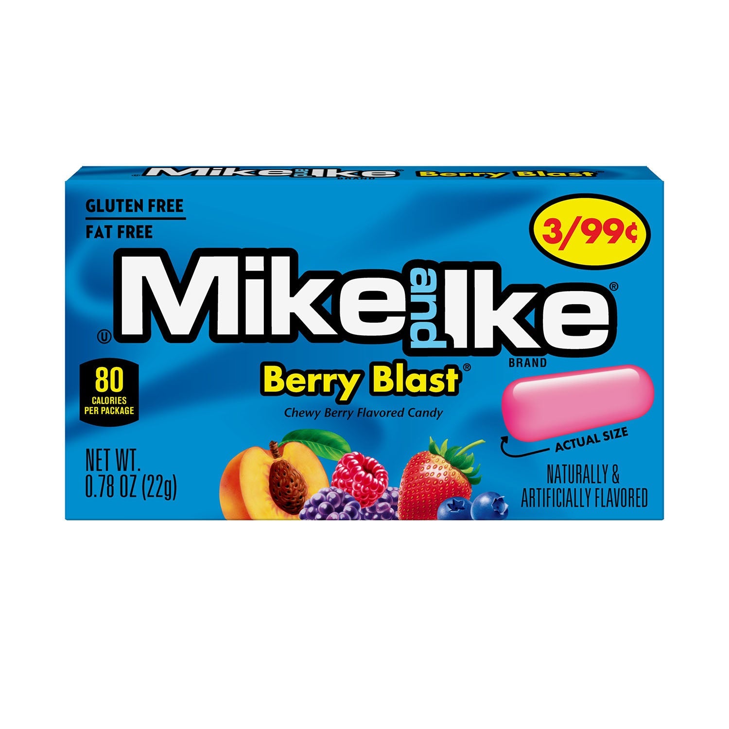 Just Born Mike & Ike Berry Blast Candy - 24 Count Box | Fruity Chewy Candy for Parties, Movie Nights & Office Snacks