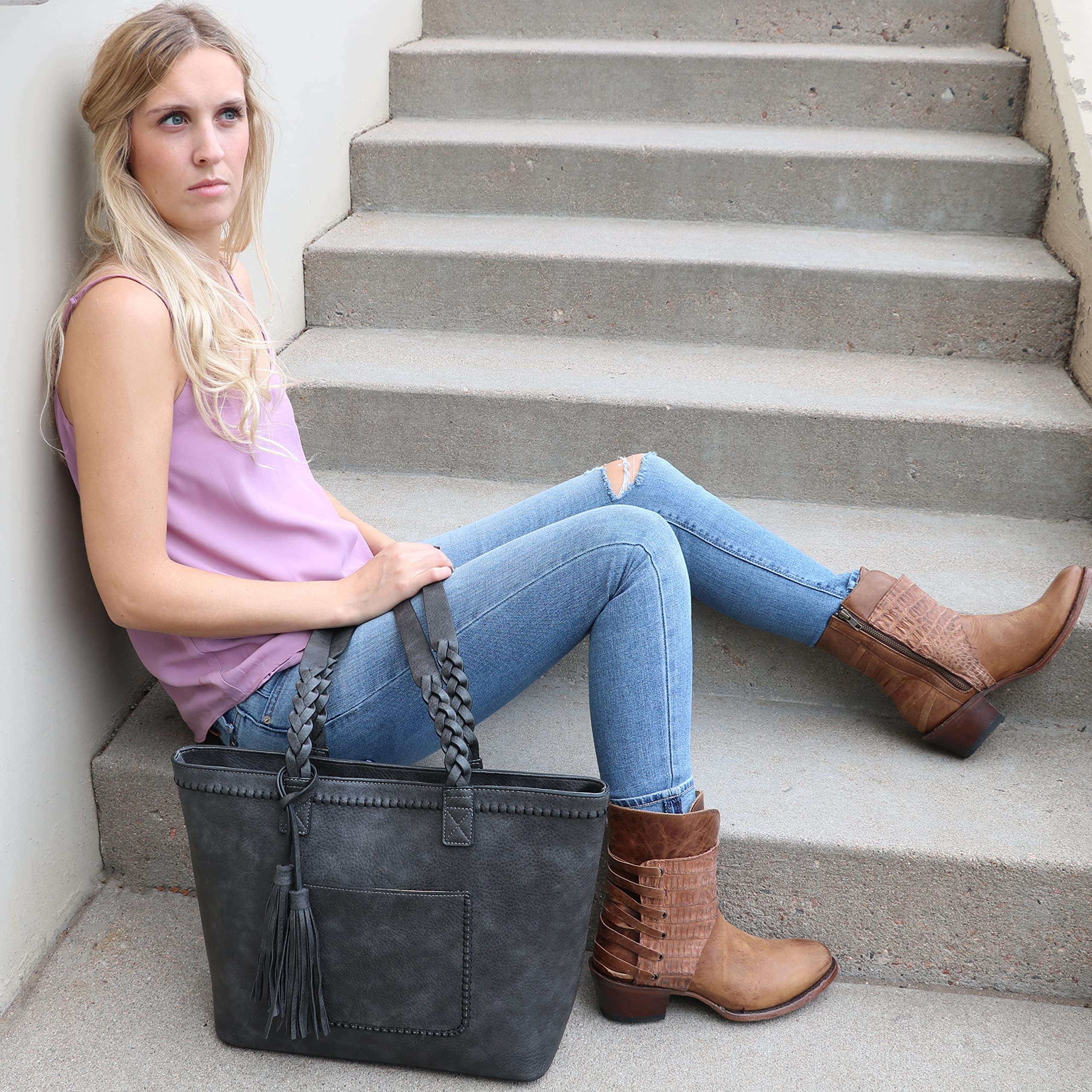 Concealed Carry Purse for Women - Locking Cora Stitched Gun Tote with Secure Zipper Pocket | Perfect for Everyday Use, Travel & Personal Safety