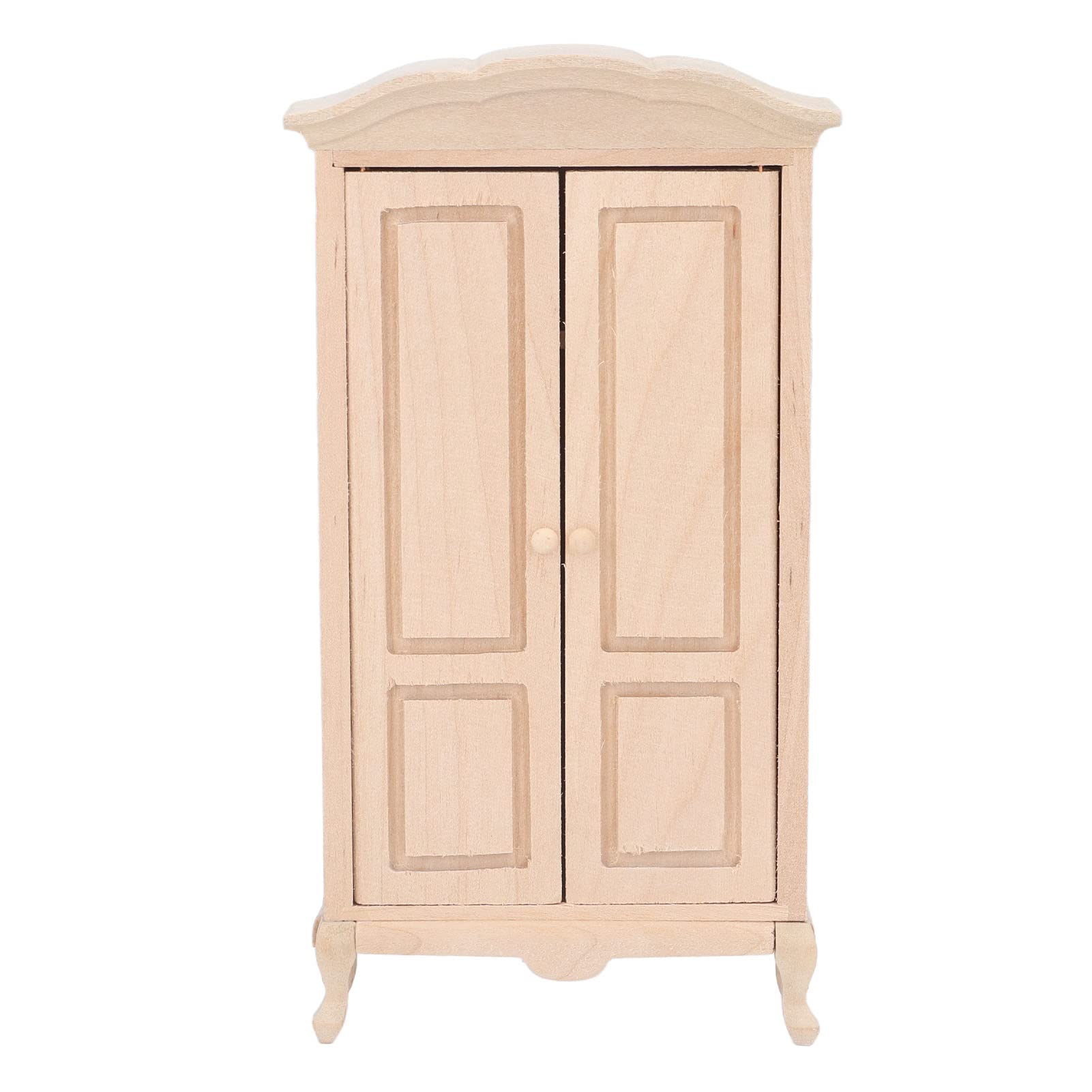 1/12 Scale Miniature Wooden Wardrobe - Double Door Dollhouse Closet for Cabinet, Mini House Furniture & Doll Accessories | Perfect for DIY Dollhouse Decor, Miniature Room Displays & Collectors