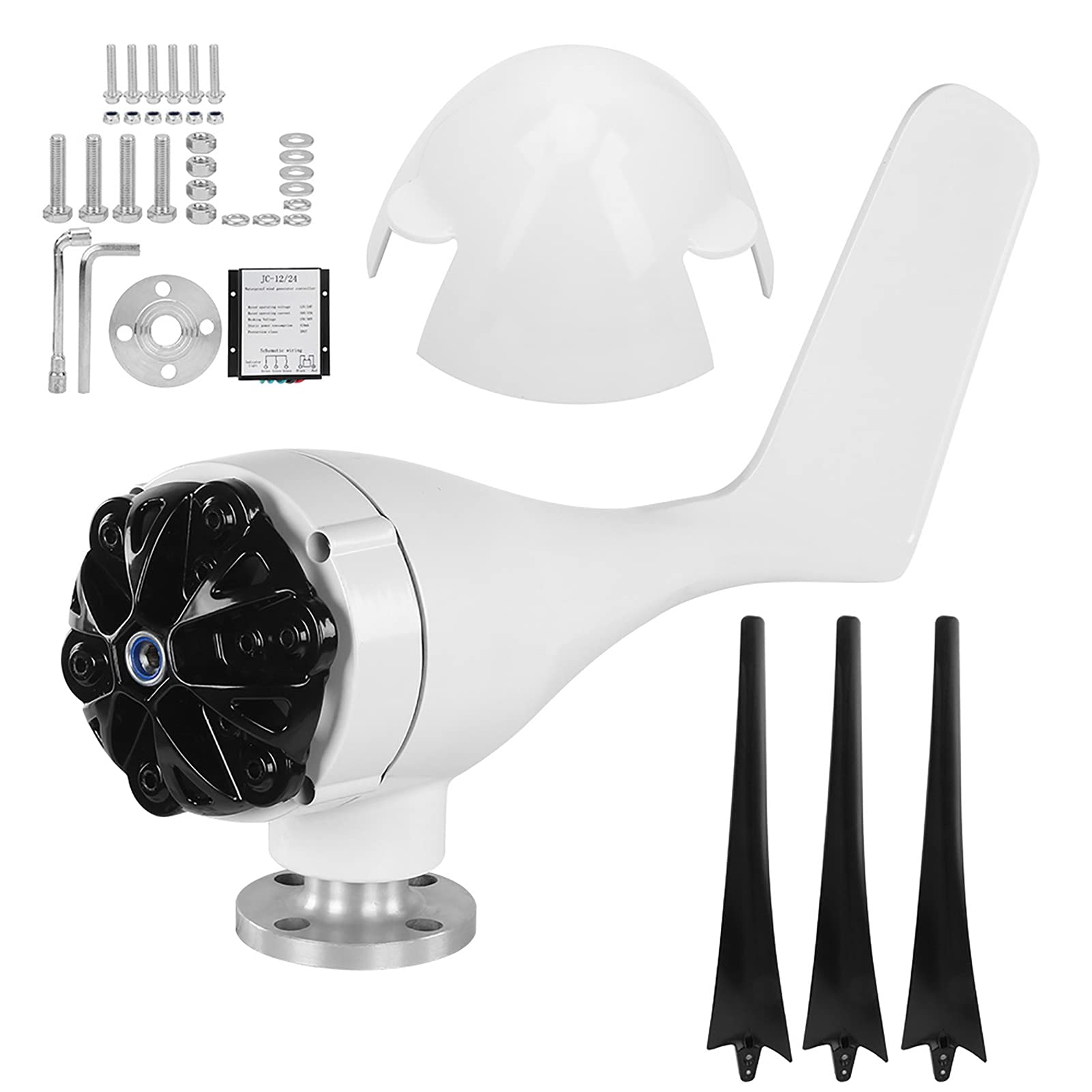 200W Alloy & Plastic Wind Turbine Generator - Blue & Black Wind Energy System for Home, RV, Boat & Off-Grid Power Supply