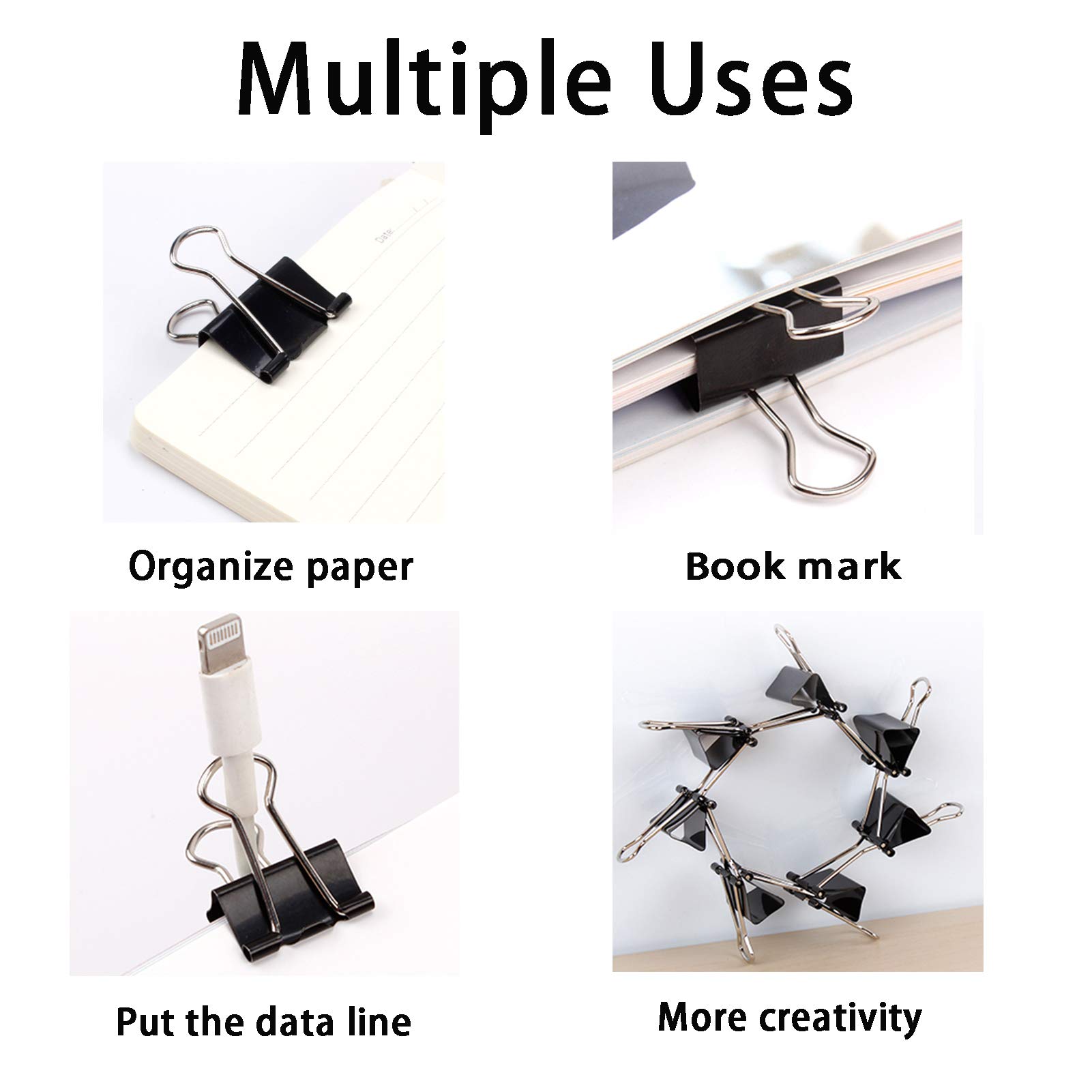 Large Binder Clips 1.6 Inch (60 Pack) - Heavy Duty Office & Home Organizing Supplies