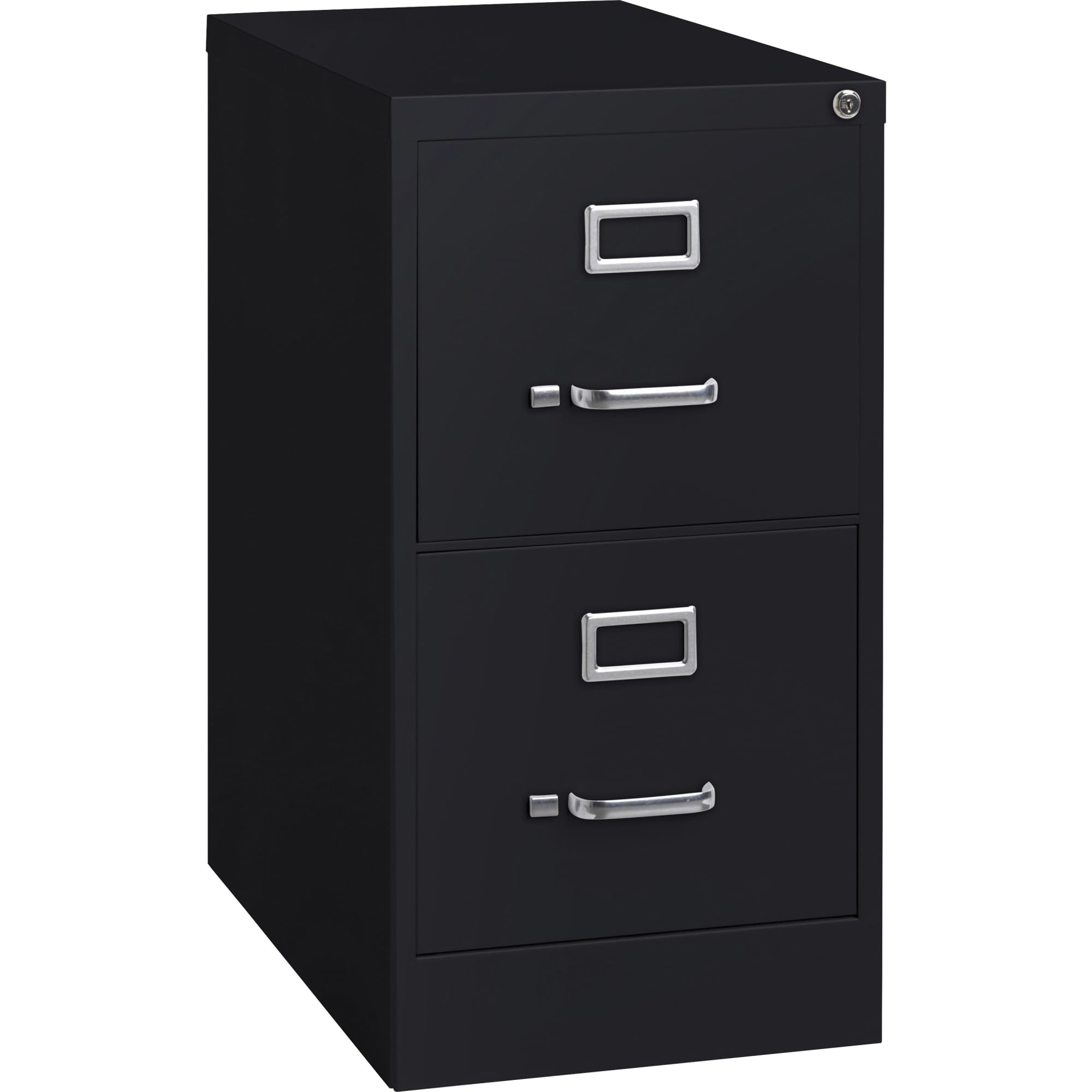 Lorell 2-Drawer Black Metal File Cabinet with Lock - 22
