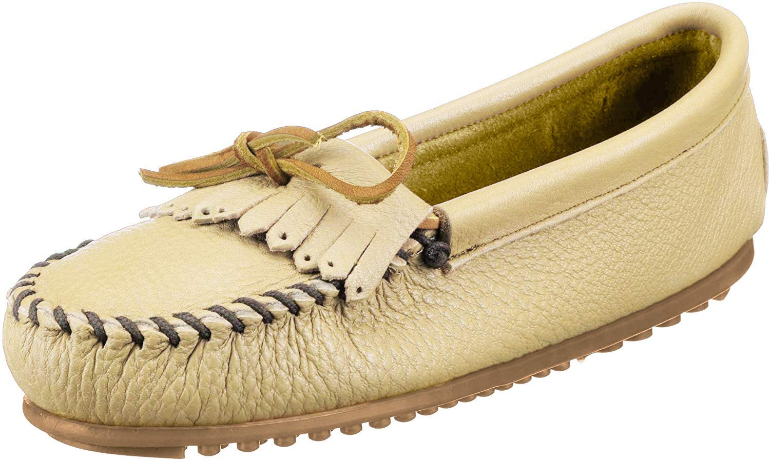Minnetonka Women's Deerskin Soft-T Moccasin - Comfortable Slip-On Shoes for Casual Wear, Indoor & Outdoor Use