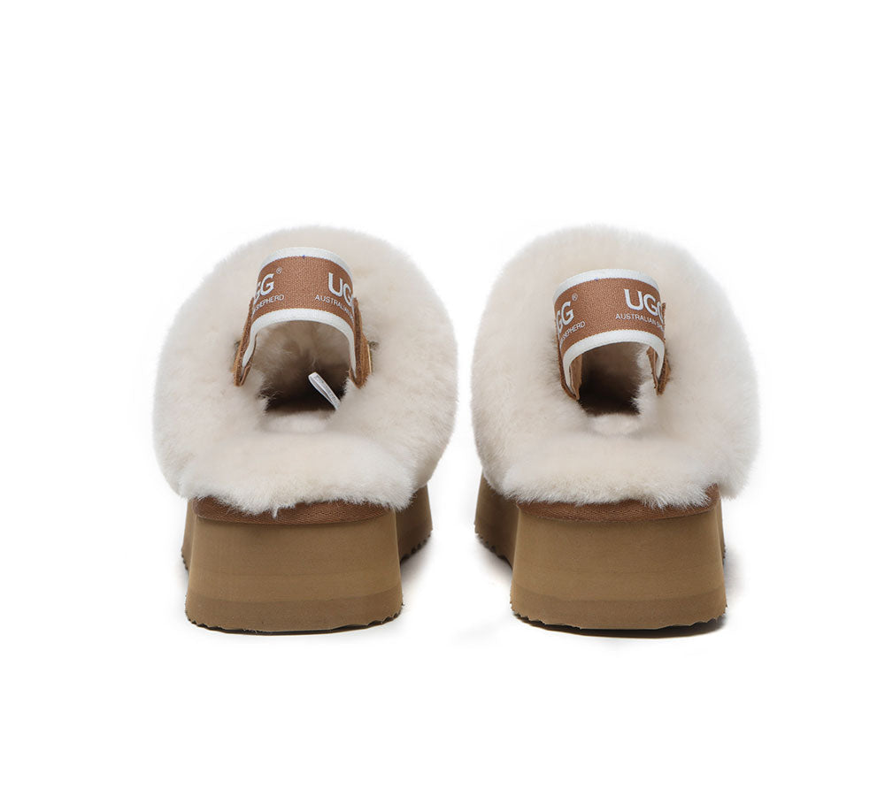 Australian Shepherd® Women's 2-Way Style UGG Slippers with Removable Strap - Slingback Platform Muffin Design for Cozy Home & Outdoor Wear