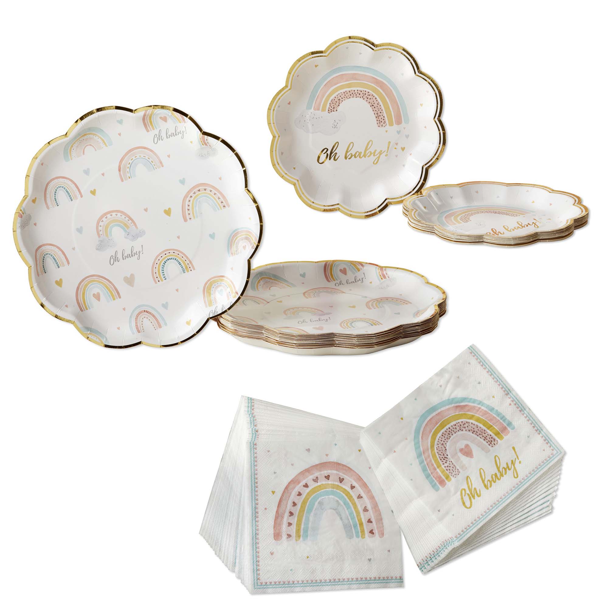 Boho Rainbow Baby Shower Party Tableware Set - 62 Pieces for 16 Guests | Disposable Plates, Cups, Napkins & Cutlery | Perfect for Birthday, Baby Shower & Bridal Shower Decorations