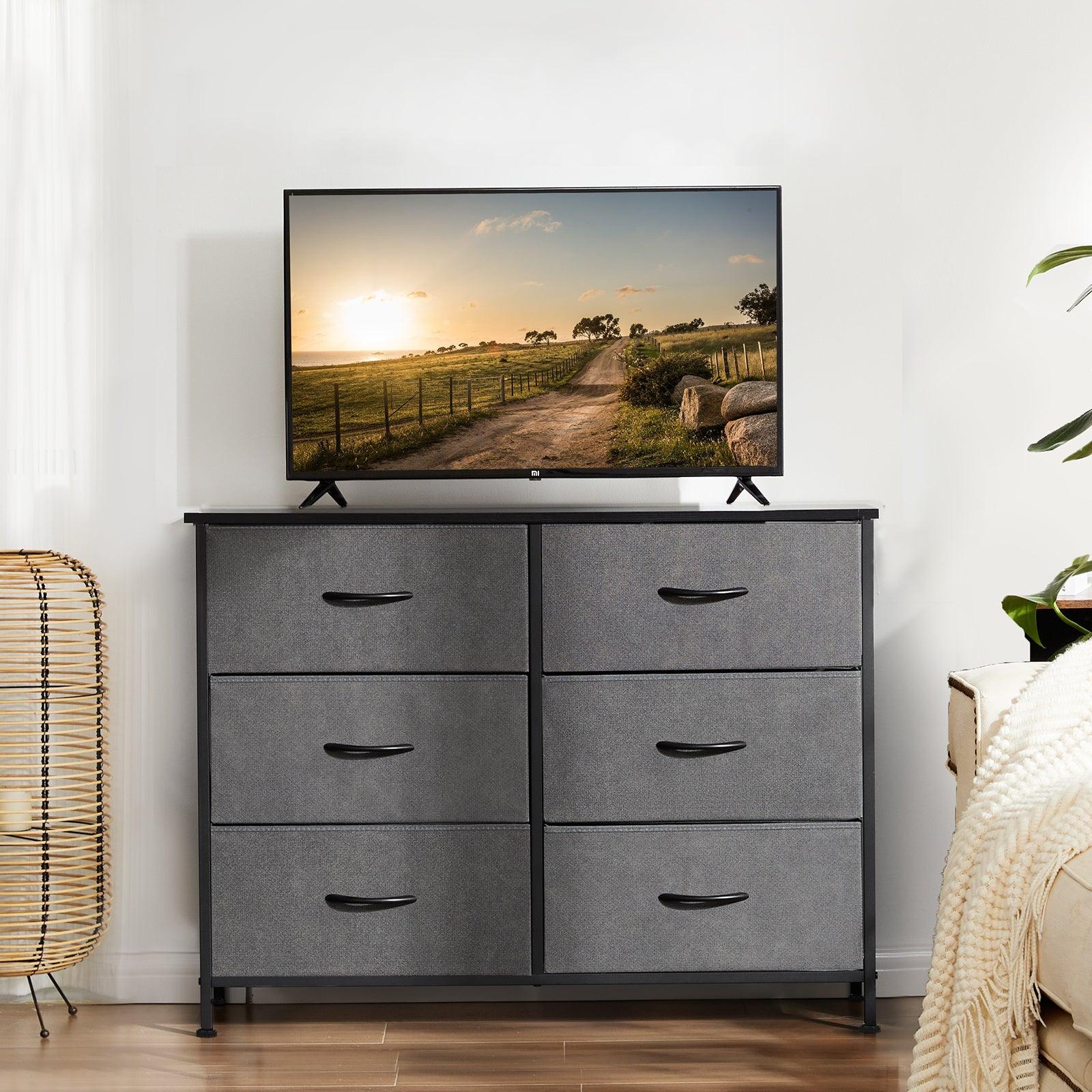 6-Drawer Fabric Dresser for Bedroom with Metal Frame & Wooden Top - Wide Storage Chest for Clothes, Bedding & TV Stand - Perfect for Master Bedroom, Guest Room & Dorm Organization