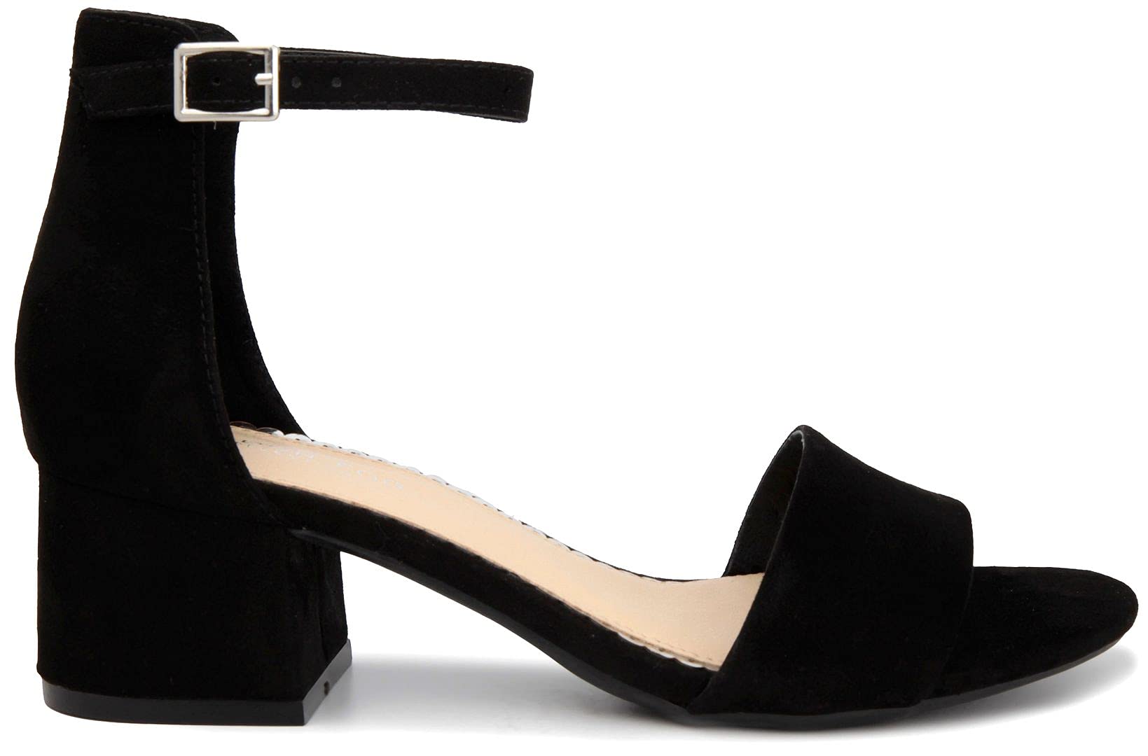 LONDON FOG Women's Nikki Low Block Heel Ankle Strap Pump Sandals - Comfortable Dress Shoes for Work, Party & Wedding | Stylish Two-Piece Ladies Heels for Office & Evening Events