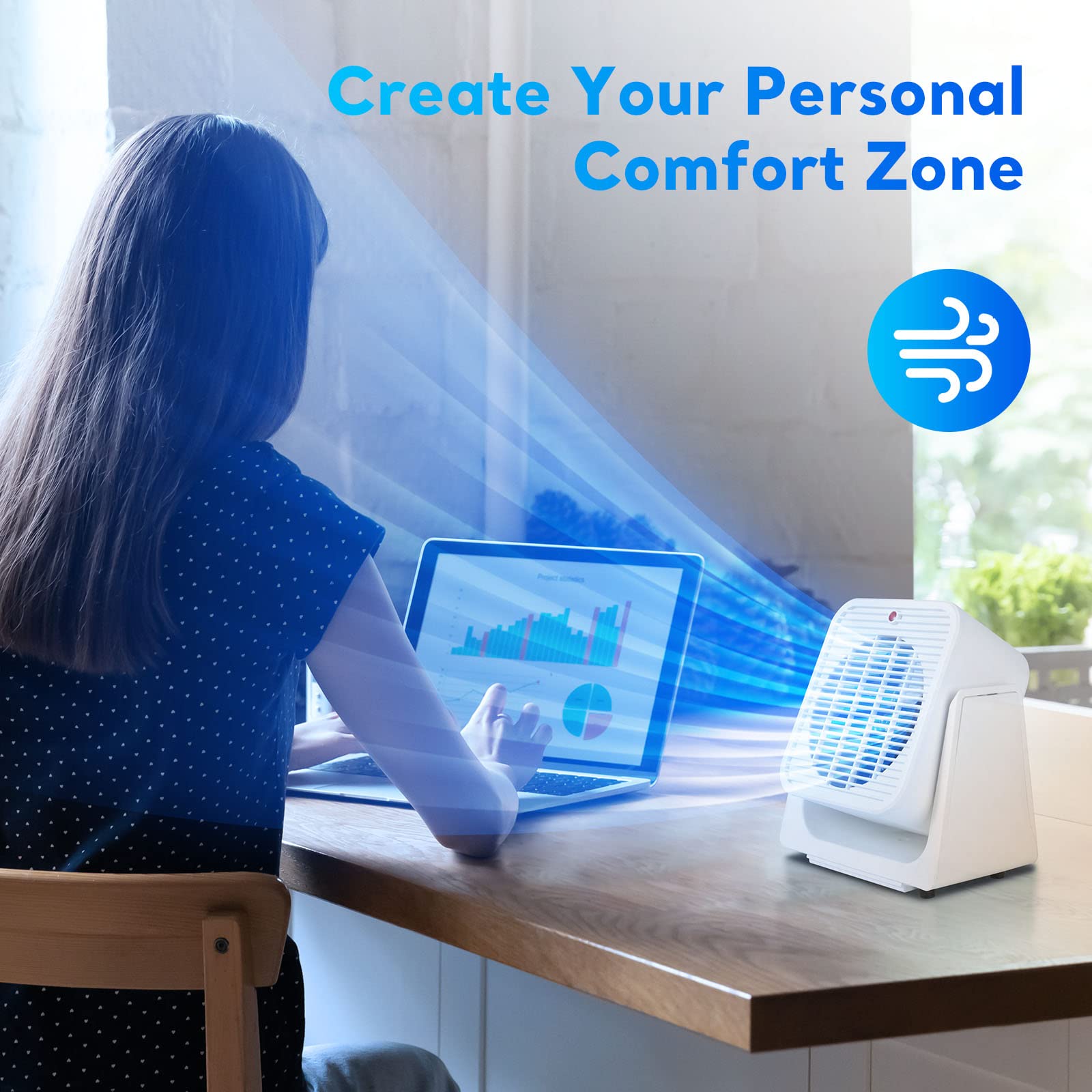 2 in 1 Desk Heater and Fan Combo - Fast Heating & Cooling, 45° Adjustable Angle, Overheat & Tip-Over Protection - Portable Space Heater & Cooler for Office, Bedroom, Home Use - Perfect for Winter Warmth & Summer Breeze