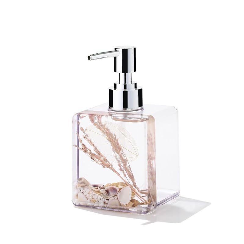 HBJWOV Floating Dried Flower Bathroom Decor Set - Hand Sanitizer Dispenser & Cotton Swab Holder for Spa-Like Bathroom Aesthetics | Perfect for Home Decor, Wedding Showers & Relaxing Self-Care Moments