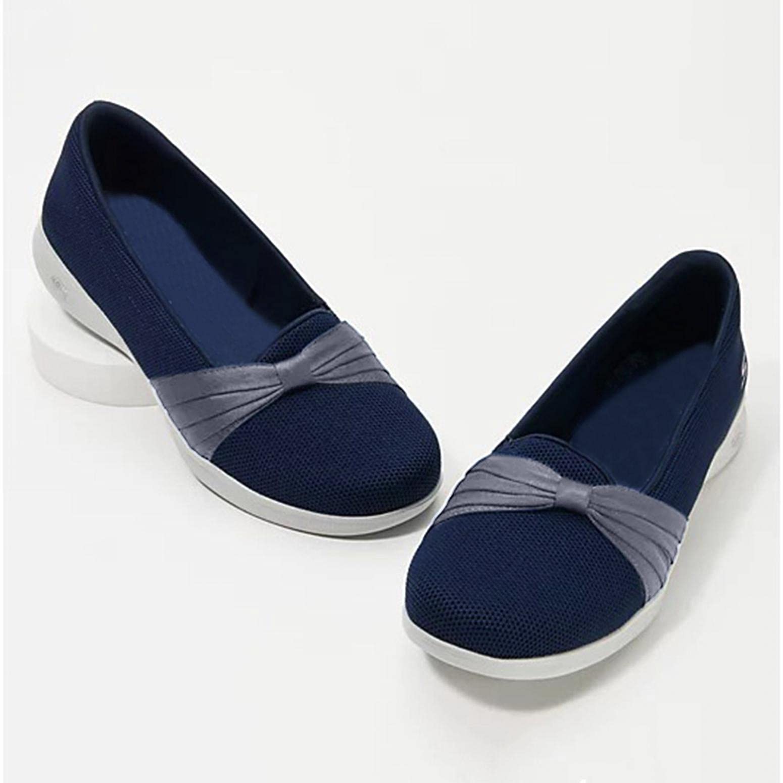 Hbeylia Women's Fashion Sneakers - Breathable Mesh Slip On Loafers with Bowknot, Lightweight Stretch Casual Walking Shoes for Running, Tennis, Golf, Yoga - Perfect for Travel, Gym, Workout, Dance, Office, Shopping & Daily Wear