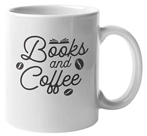 Books and Coffee Mug - 11oz Cute Tea Cup for Book Lovers - Perfect Gift for Readers & Bookworms - Ideal for Reading Nooks, Libraries & Cozy Home Decor