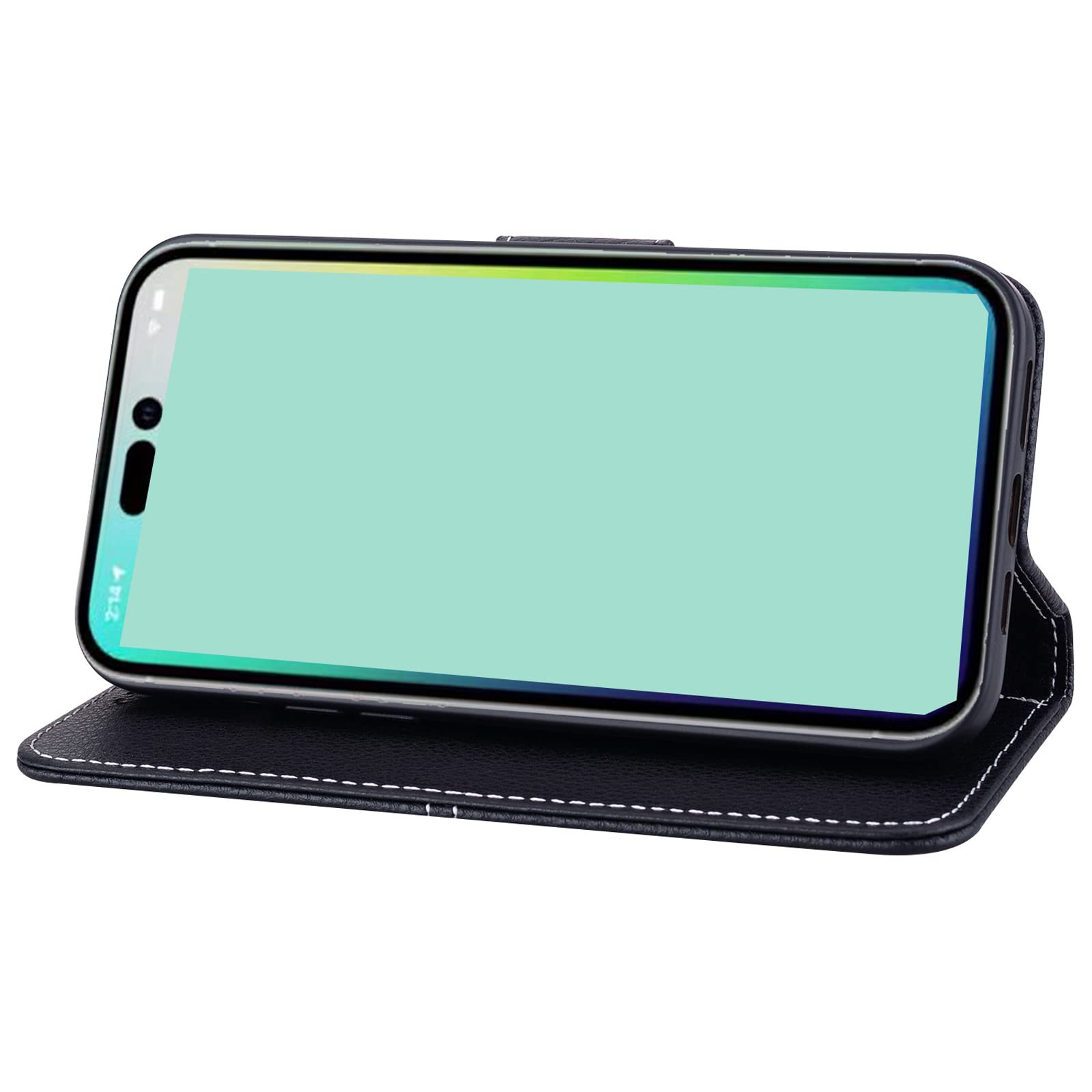 Premium JabrOn Flip Wallet Case for iPhone 14/14 Plus/14 Pro/14 Pro Max - Genuine Leather with Kickstand, Card Slots & Magnetic Closure | Shockproof TPU Interior | Perfect for Daily Use, Travel & Business (Blue, iPhone 14 Pro)