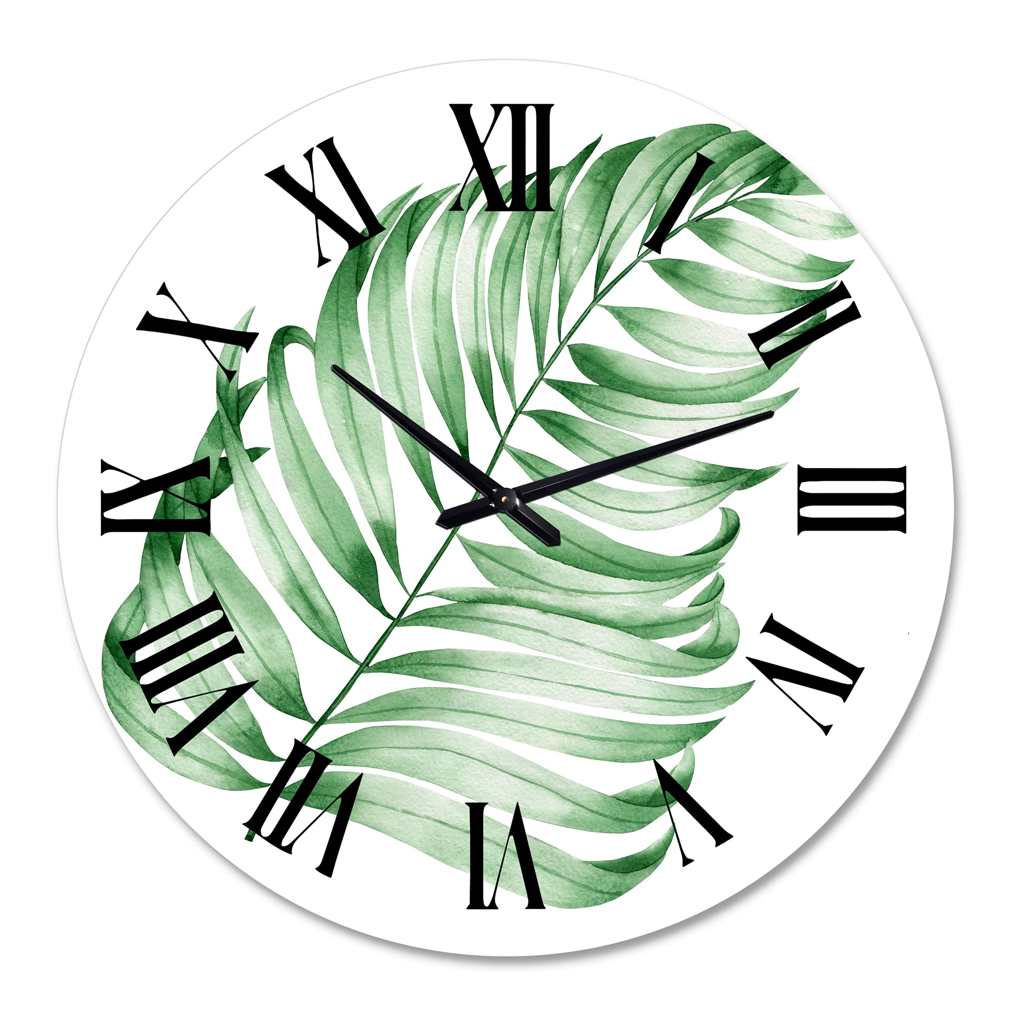Large Farmhouse Wall Clock with Tropical Monstera Leaf Design - Floral Botanical Decor for Home, Office & Living Room - Perfect for Rustic, Modern & Boho Interior Styles