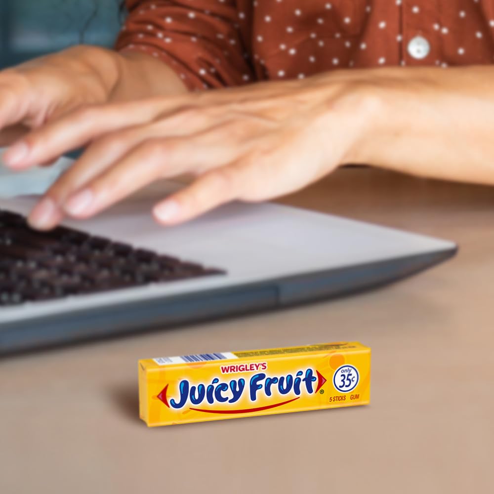 Juicy Fruit Original Bubble Gum Chewing Gum - Bulk Pack of 40 (5 Sticks Each) | Fresh Flavor, Long-Lasting Chew | Perfect for Parties, School Snacks & On-the-Go Treats