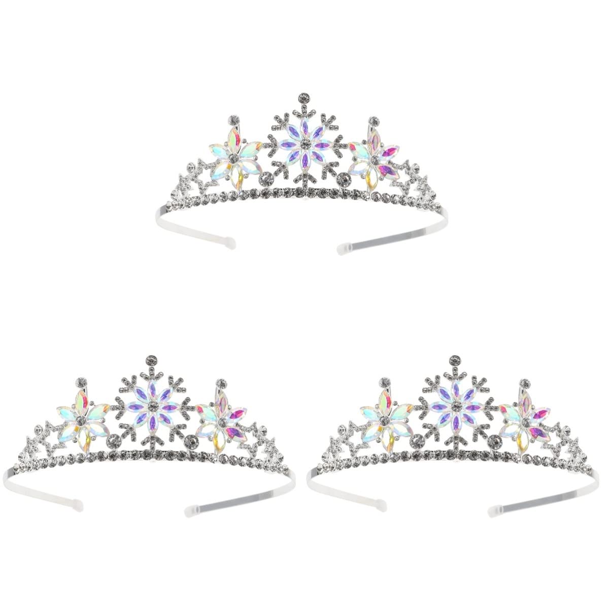 3-Piece Crystal Rhinestone Tiara Set for Girls - Sparkling Snowflake Princess Crown Headband for Kids, Bridal, Wedding, Pageant, and Party Hair Accessories | Perfect for Birthday, Halloween, and Dress-Up Play
