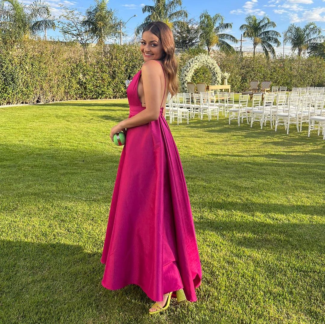 Elegant A-Line Rose Red Satin V-Neck Long Prom Dress J3424 | Formal Evening Gown for Homecoming, Ball & Special Occasions