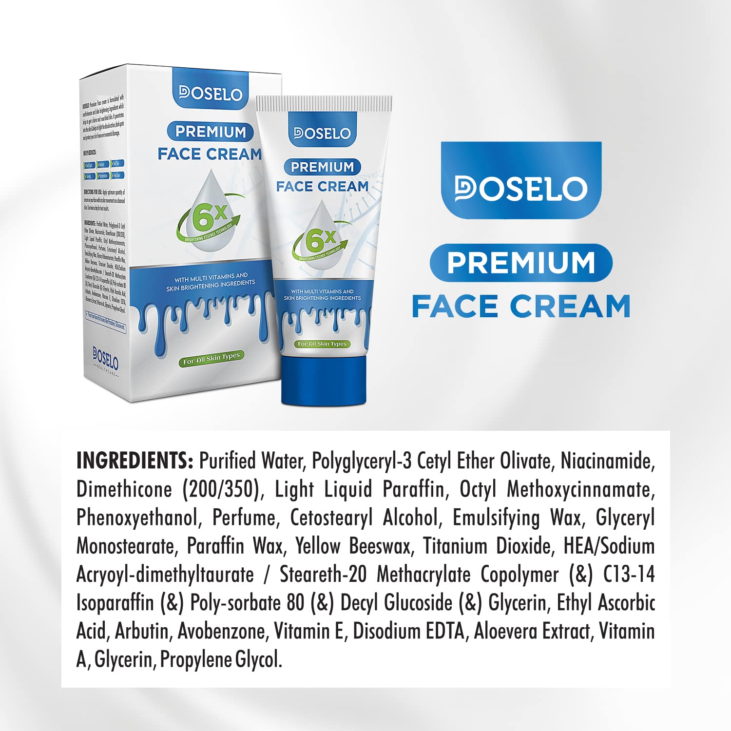 DOSELO Premium Face Cream for All Skin Types - Hydrating & Anti-Aging Moisturizer for Dry, Oily & Sensitive Skin | Day & Night Skincare Routine