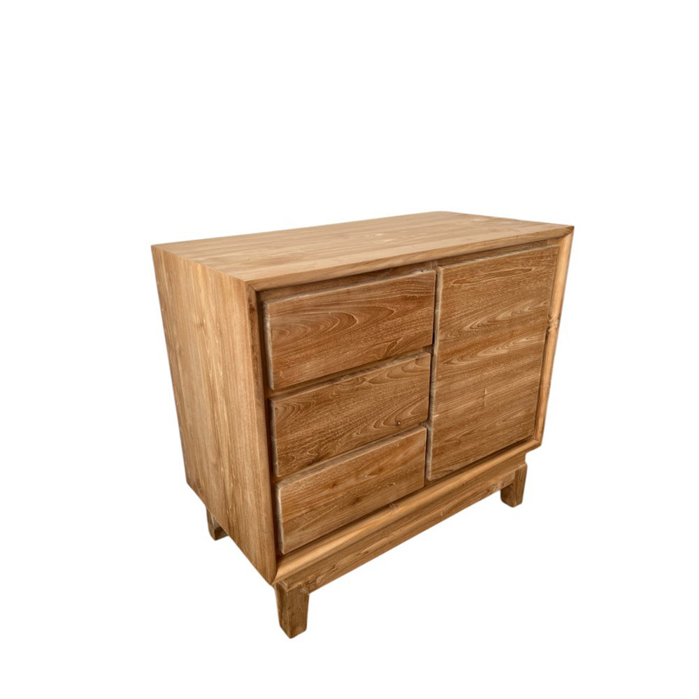 Stylish Riley Teak Wood Sideboard Buffet Cabinet for Dining Room - Modern Storage Furniture for Home & Office Use