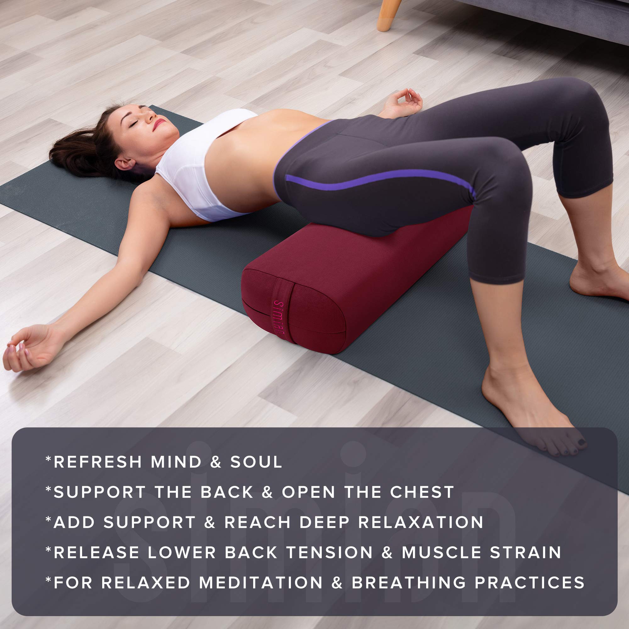 Premium Yoga Bolster Pillow - Supportive Rectangular Meditation Cushion with Washable Velvet Cover for Restorative & Yin Yoga - Ideal for Home, Studio, and Meditation Practice