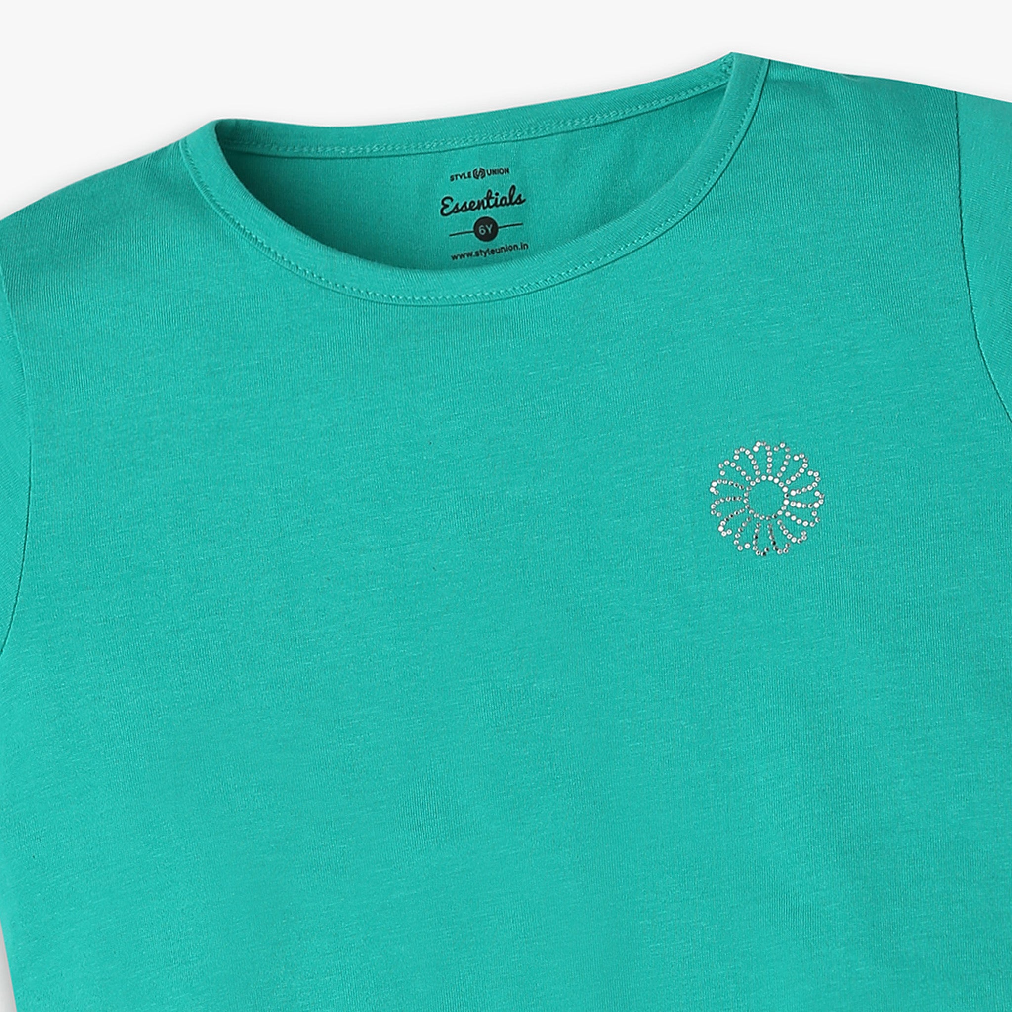 Girls Regular Fit Solid Color Cotton T-Shirt - Soft & Comfortable Everyday Wear for School, Play & Casual Outfits