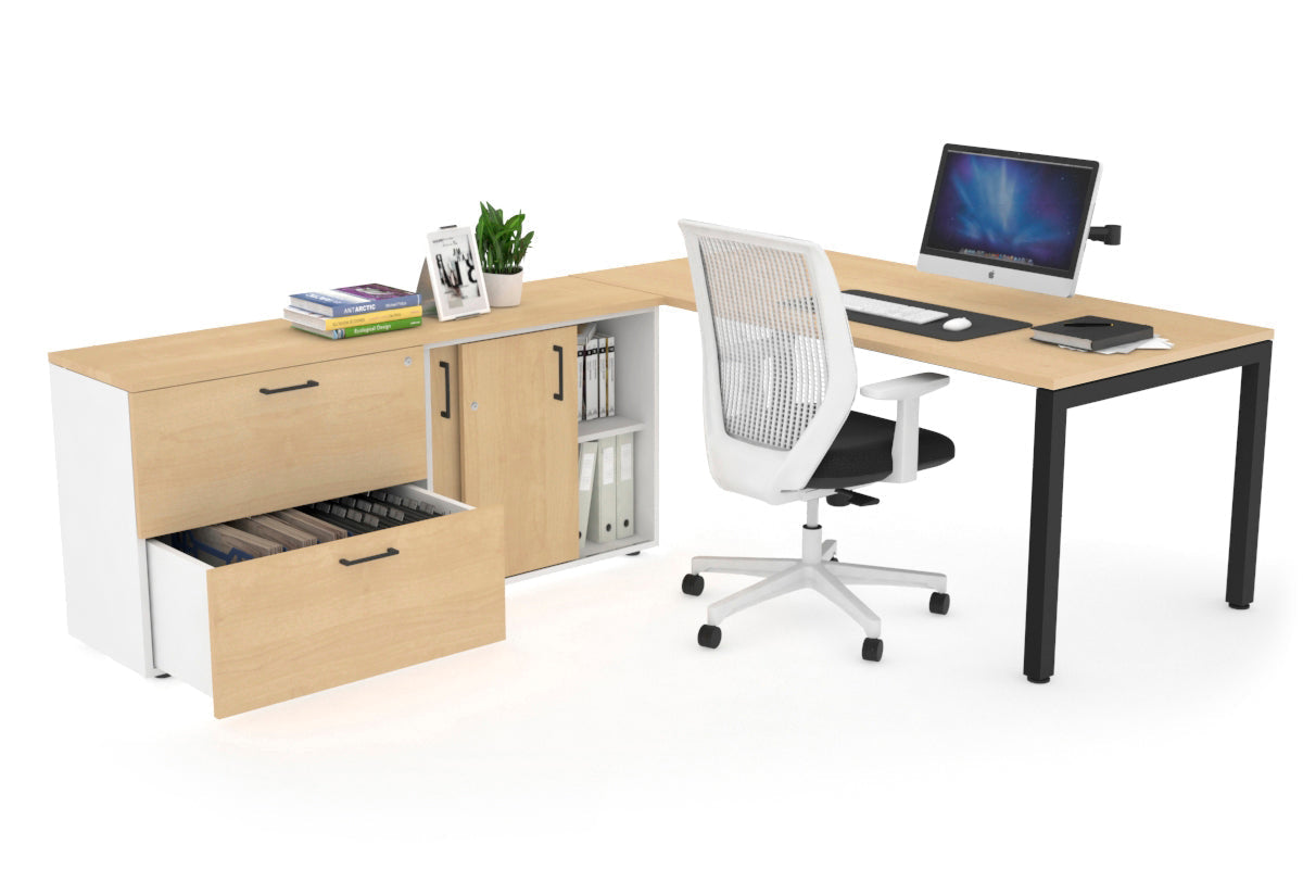 Quadro Square Executive Black Frame Office Desk [1800L x 700W] - Modern Workspace Solution for Home & Business Offices