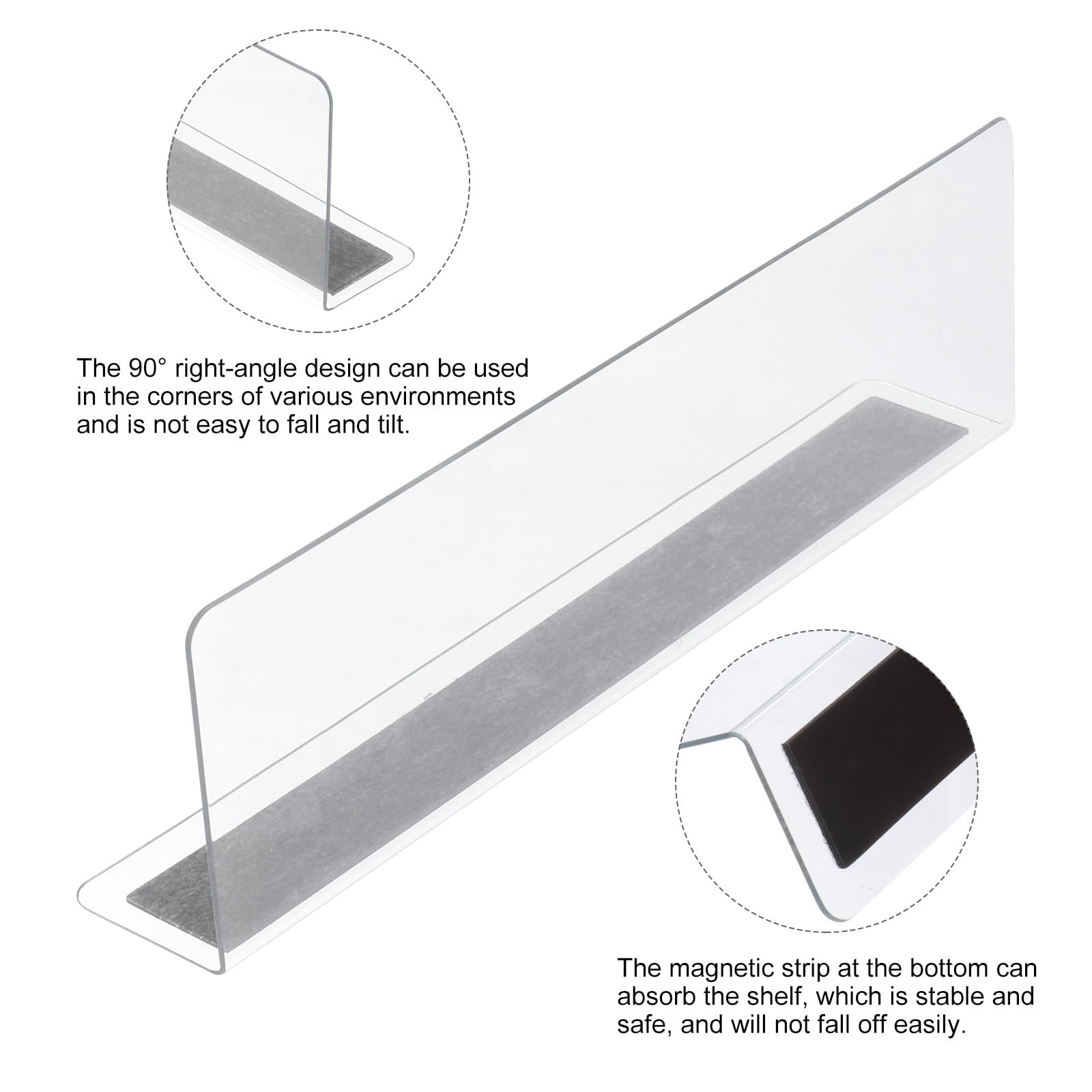 6pcs Clear Acrylic Magnetic Shelf Dividers - 6CM Closet Organizer for Supermarket & Retail Store - Perfect for Pantry, Wardrobe, and Store Display Organization