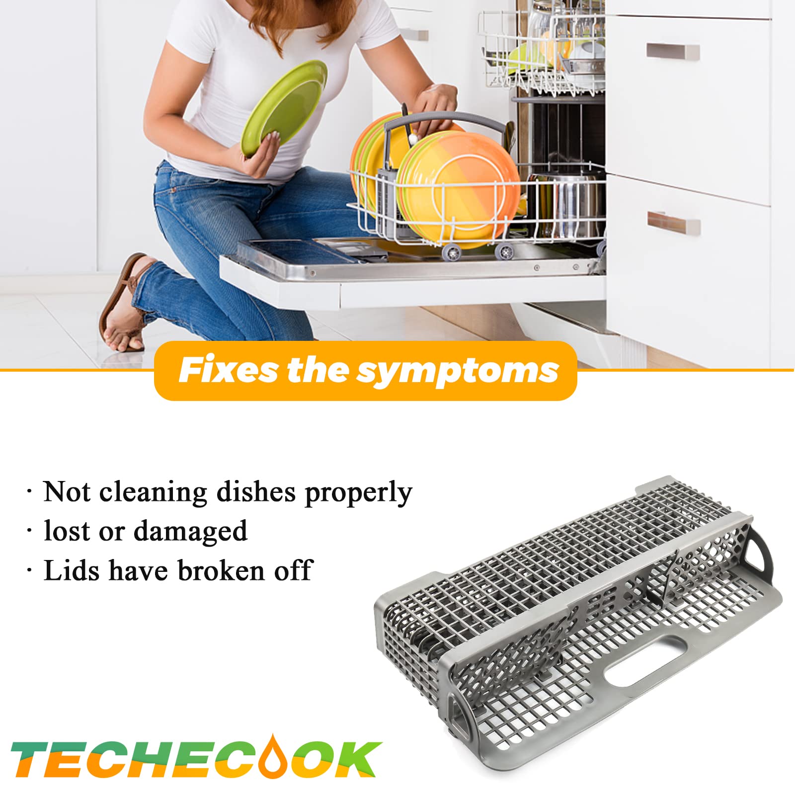 Universal Dishwasher Silverware Basket Replacement for Whirlpool & KitchenAid Dishwashers - Compatible with Models W10190415, 8531233, 8531288, 8562043 - Durable Utensil Holder for Easy Organization - Perfect for Kitchen, Restaurant & RV Use