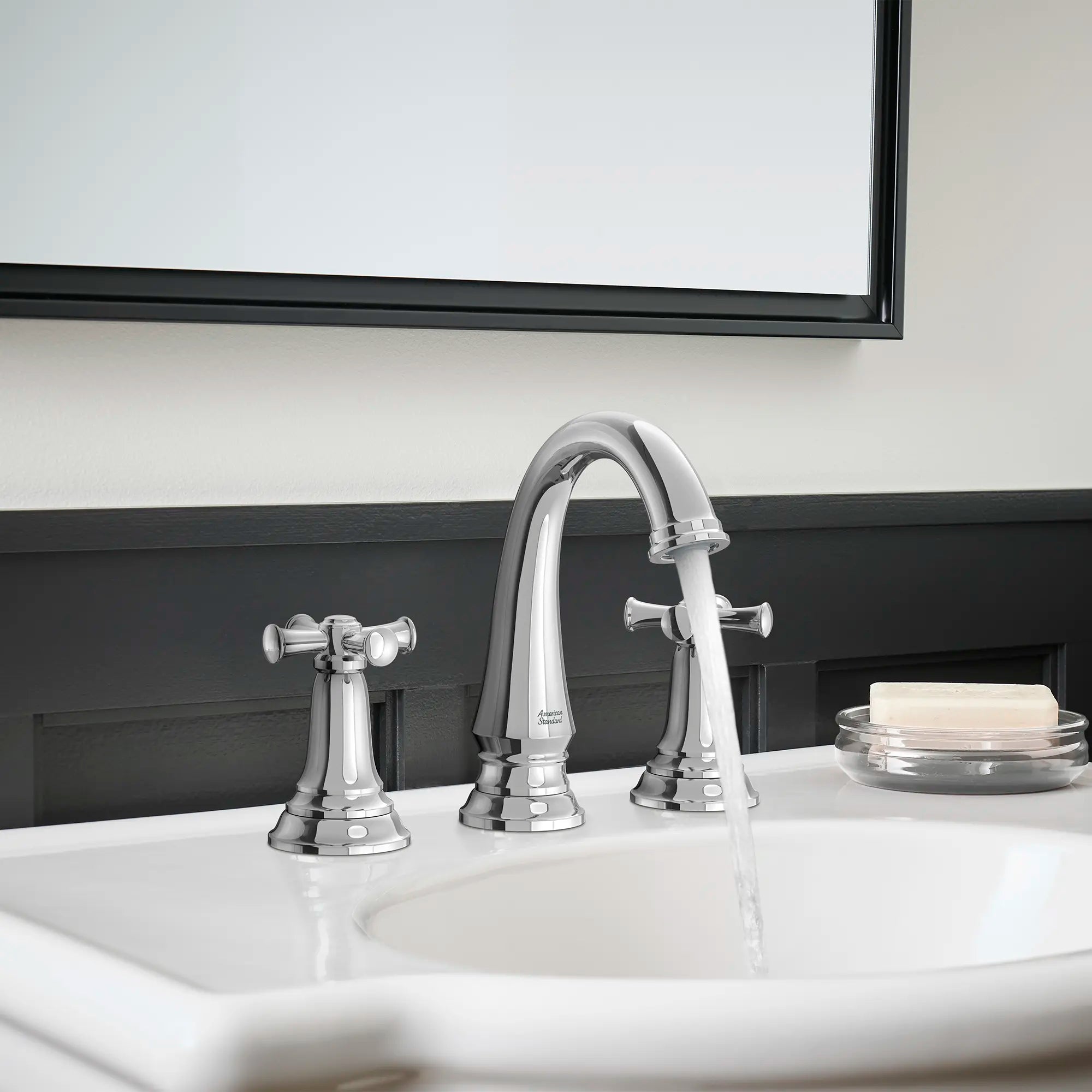 Delancey® 8 Inch Widespread 2 Handle Bathroom Faucet - 1.2 GPM/4.5 LPM Low Flow - Cross Handles - Perfect for Vanities and Powder Rooms