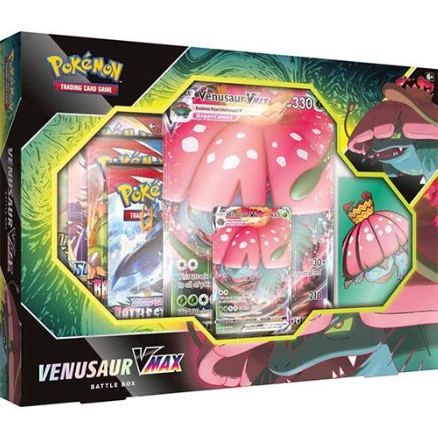Pokemon Venusaur VMAX Box - 50 Pokemon Cards, 1 Foil Card & 4 Booster Packs | Collectible Trading Card Game for Kids & Adults | Perfect for Battles, Gifts & Display
