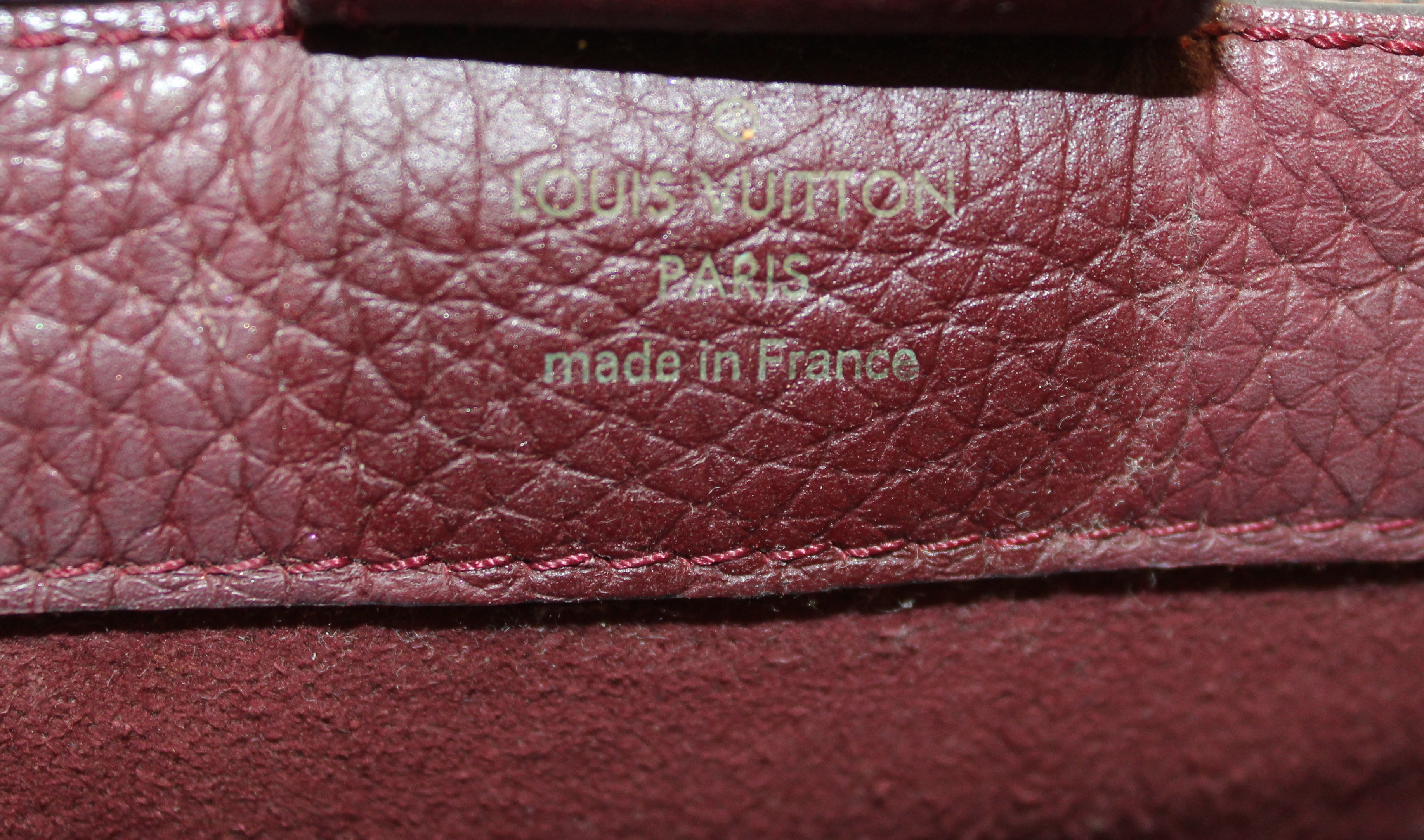Authentic Louis Vuitton Damier Ebene Canvas Brittany Bag with Burgundy Leather - Luxury Designer Handbag for Women, Perfect for Work, Travel & Everyday Use