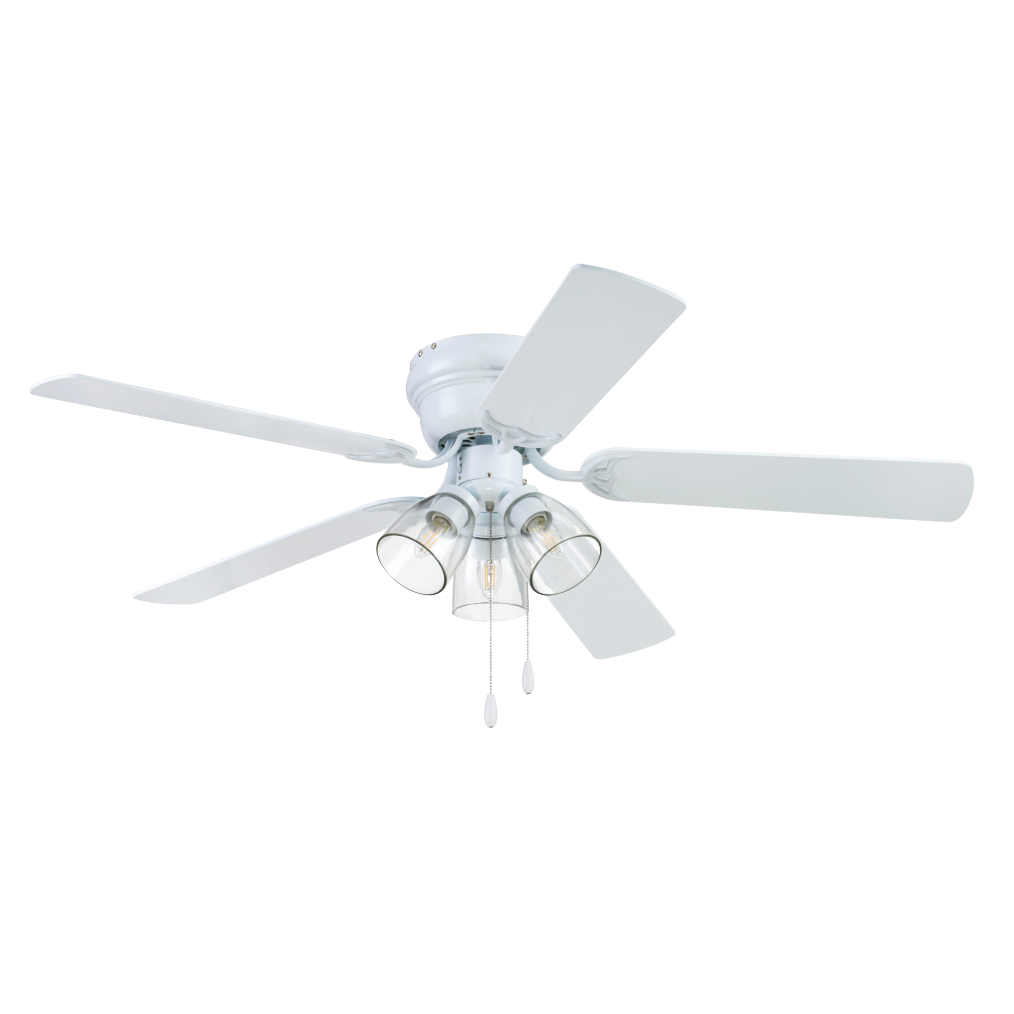52 Inch White Renton Ceiling Fan with Pull Chain - Perfect for Living Room, Bedroom, and Outdoor Patio Cooling