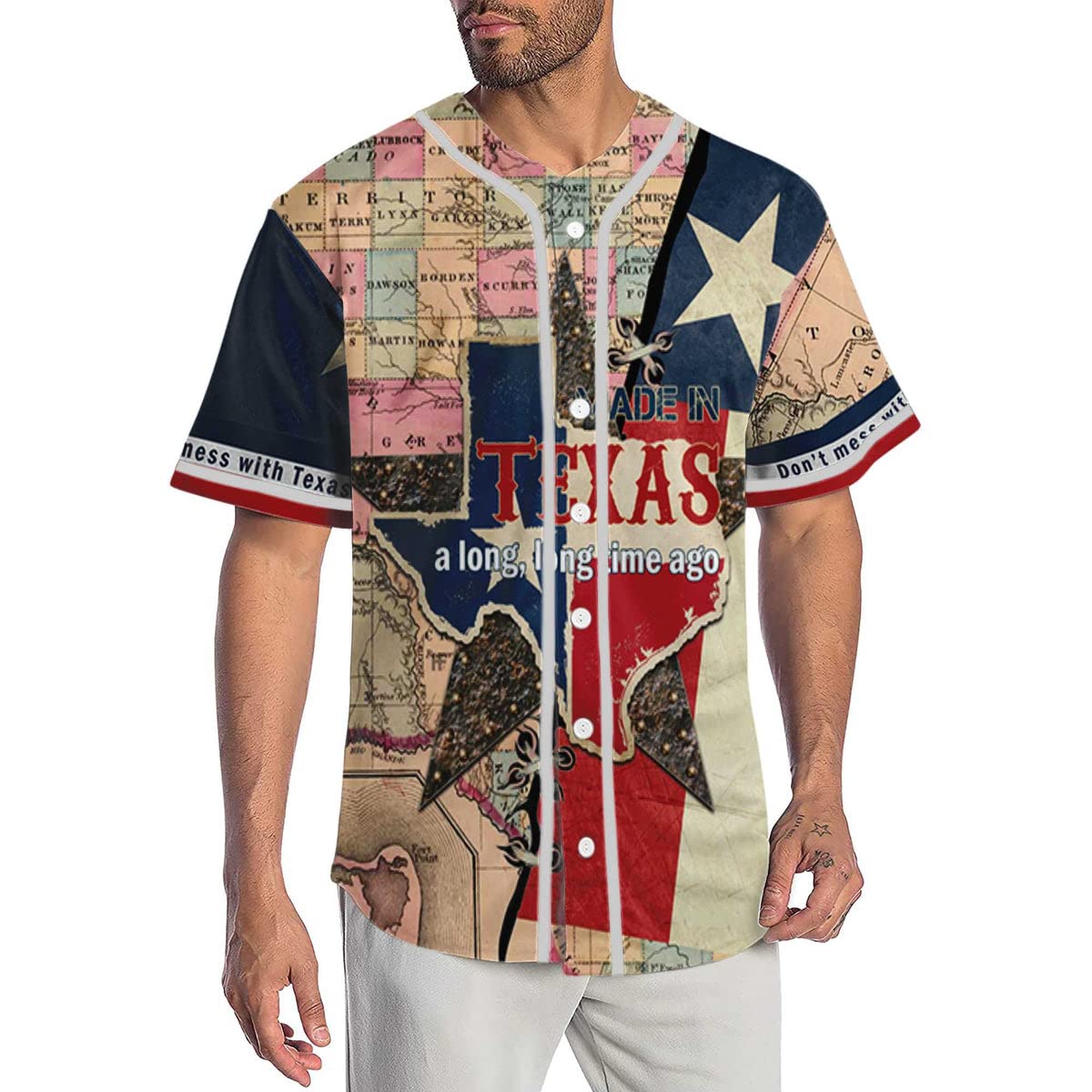 HYPERFAVOR Texas Baseball Jersey for Men - Short Sleeve State of Texas Shirt - Proud Texas Gift for Baseball Fans - Perfect for Game Day, Tailgating & Casual Wear