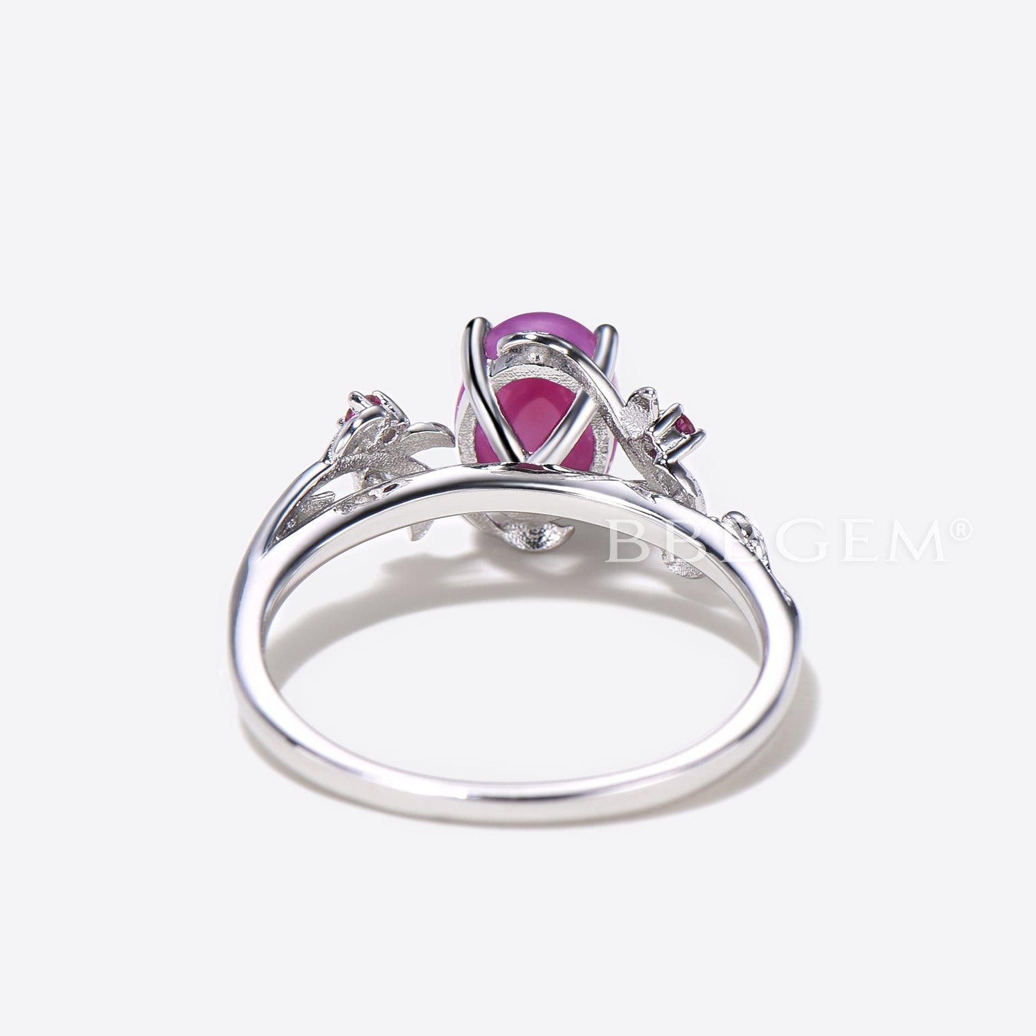 Oval Pink Star Sapphire Engagement Ring - Twig Leaf Design, Lindy Style for Women | Perfect for Weddings, Proposals & Anniversary Gifts