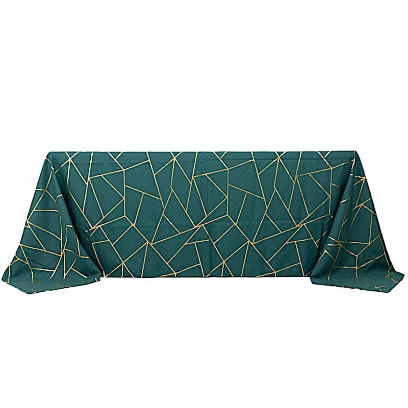 90x132 Inch Polyester Rectangular Tablecloth with Metallic Geometric Design - Perfect for Dining Tables, Parties, and Special Events