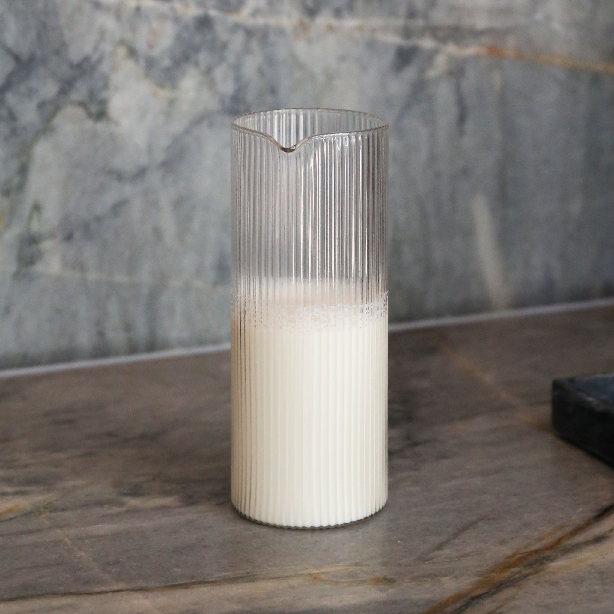 FERM LIVING Ripple Milk Jug - Clear Glass Pitcher for Coffee, Juice & Beverages - Perfect for Breakfast, Brunch & Entertaining