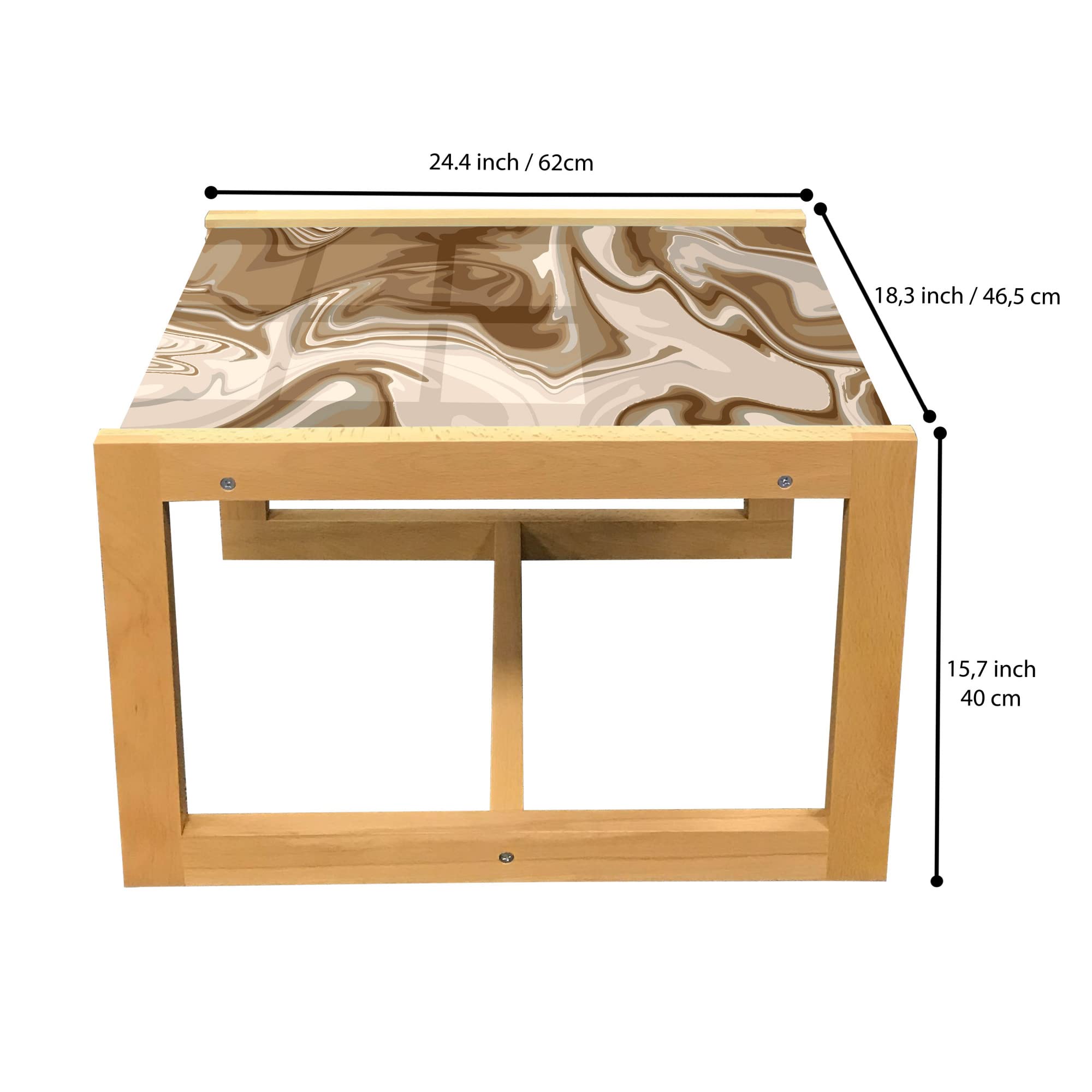 Ambesonne Modern Marble Coffee Table - Abstract Earth Tone Digital Art Print, Acrylic Glass Top with Wooden Frame - Perfect for Office, Dorm, Living Room & Small Spaces (Pale Tan/Caramel/Brown) - Contemporary Home Decor & Functional Center Table