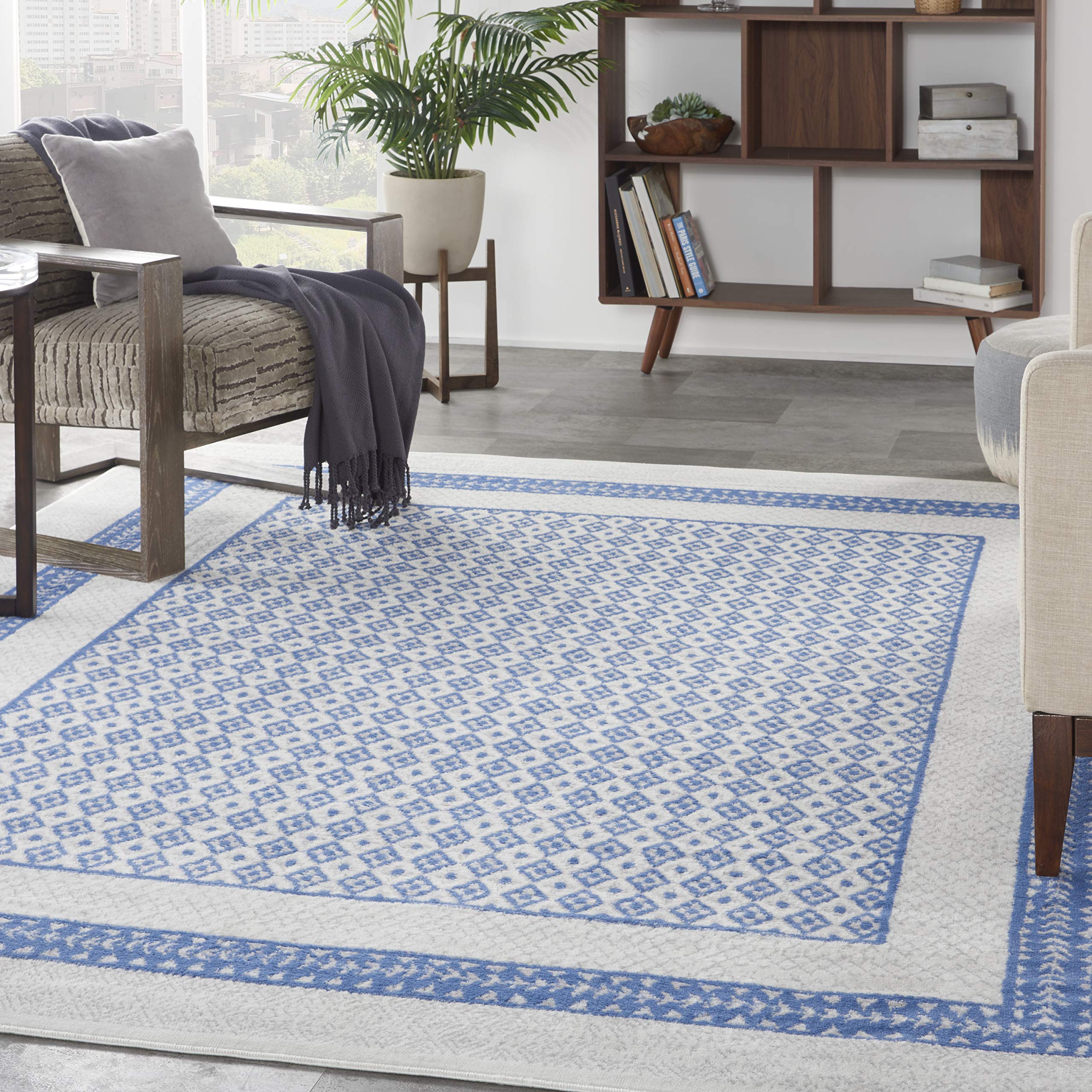 Nourison Whimsicle Geometric Ivory Blue 8'4