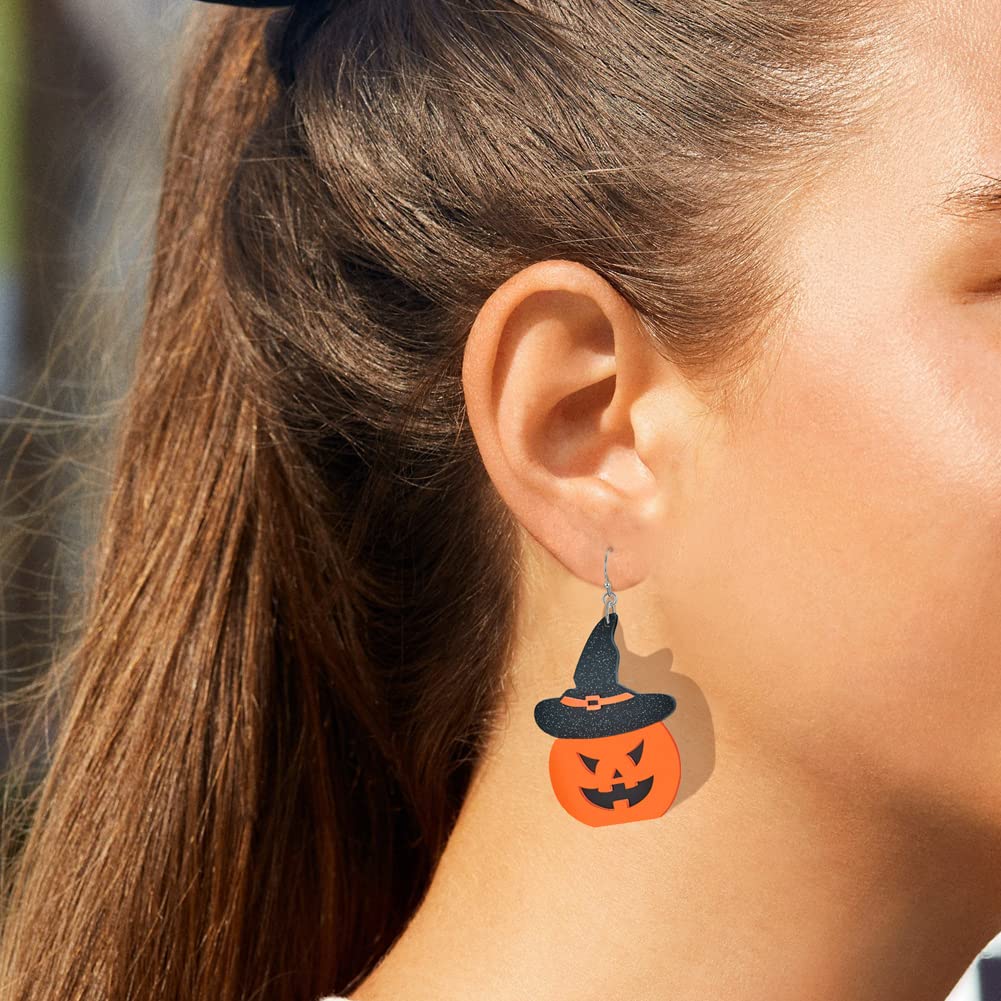 Halloween Earrings for Women - Pumpkin Ghost Witch Bat Spider Skull Dangle Earrings in Purple, Orange & Black | Perfect for Costume Parties, Trick or Treat & Spooky Season Outfits