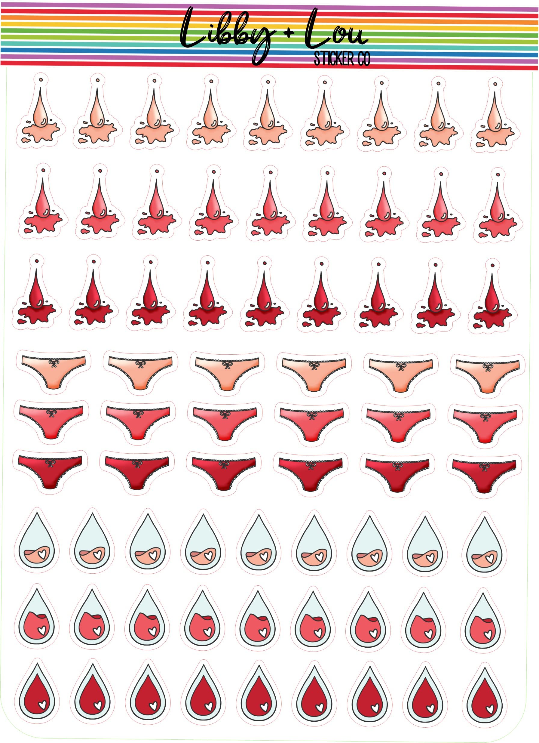Period Tracker Stickers for Planners - Libby & Lou Co | Menstrual Cycle Tracking
