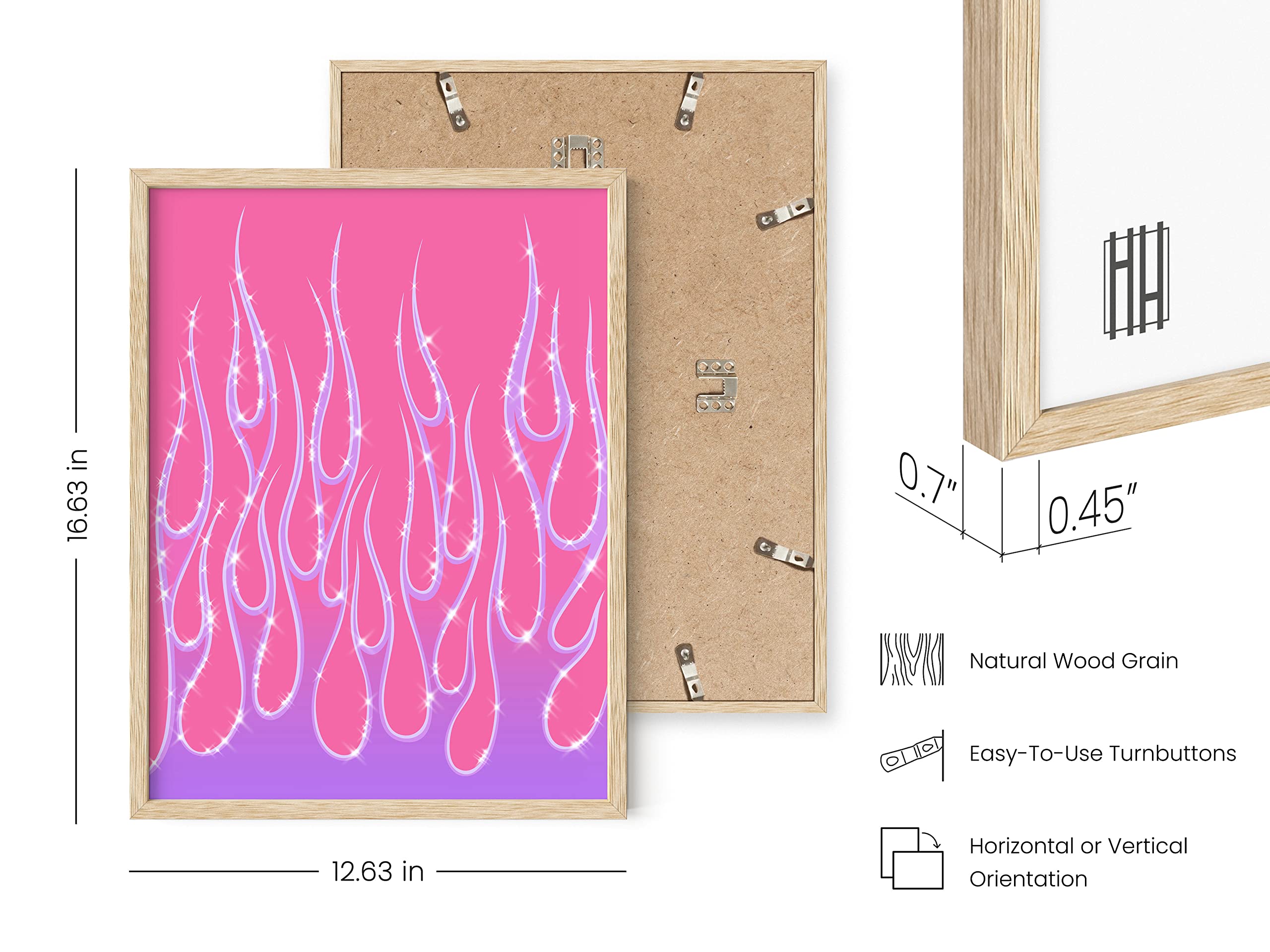 HAUS AND HUES Pink Aesthetic Wall Art - 12x16 Inch Beige Framed Indie Decor for Teen Girls Bedroom | Y2K Room Decor, Baddie Aesthetic, Perfect for Dorm & Home Office Wall Decoration