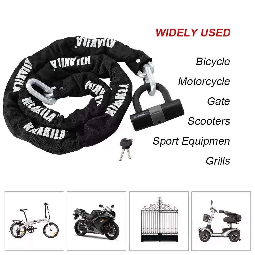 Heavy Duty 10mm Security Chain Lock with 16mm U Lock - Bicycle & Motorcycle Anti-Theft Protection for Outdoor Parking, Commuting & Travel