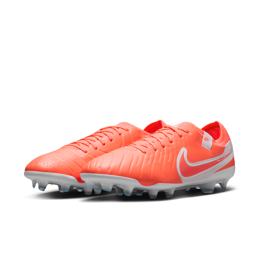 Nike Tiempo Legend 10 Pro FG Soccer Cleats for Men - Hot Lava/White - Firm Ground Football Boots for Professional Performance | Perfect for Matches, Training & Outdoor Play