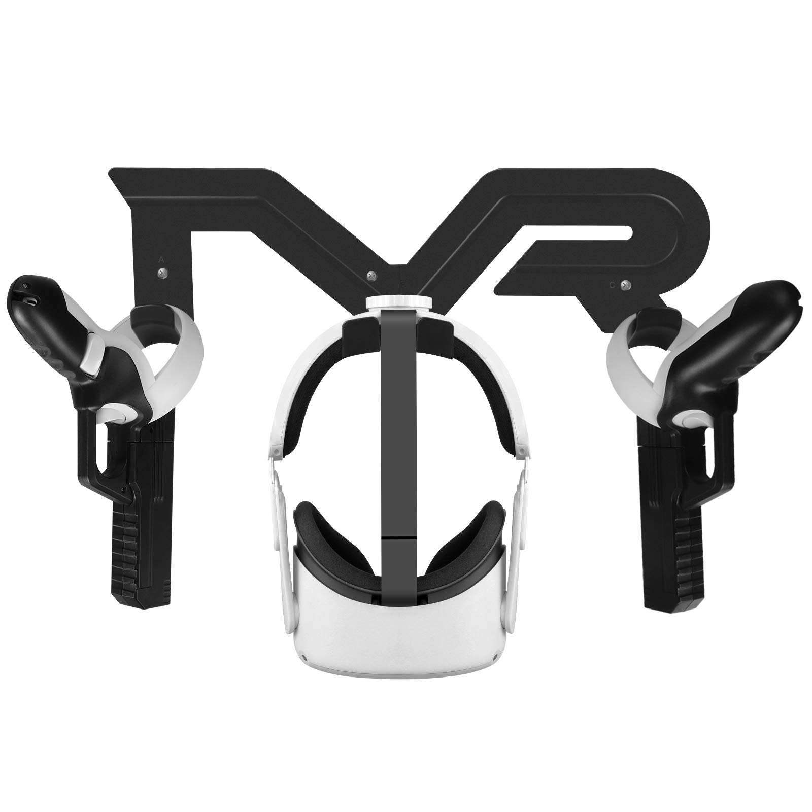 Oculus Quest 2 VR Pistol Grip & Wall Mount Stand - Enhanced FPS Shooting Game Accessories for Oculus Quest 2 Headset and Controllers - Perfect for VR Shooting Games, Home Display and Immersive Gaming Experience (Black)