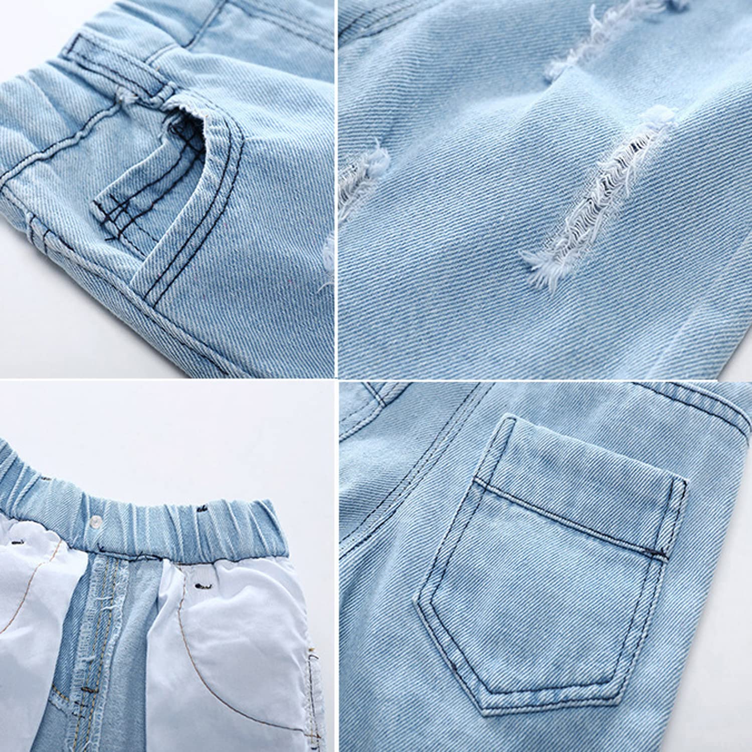 EISHOW Baby Boys' Ripped Denim Shorts - Elastic Waist Toddler Jeans Shorts for Summer | Casual Playwear & Outdoor Activities