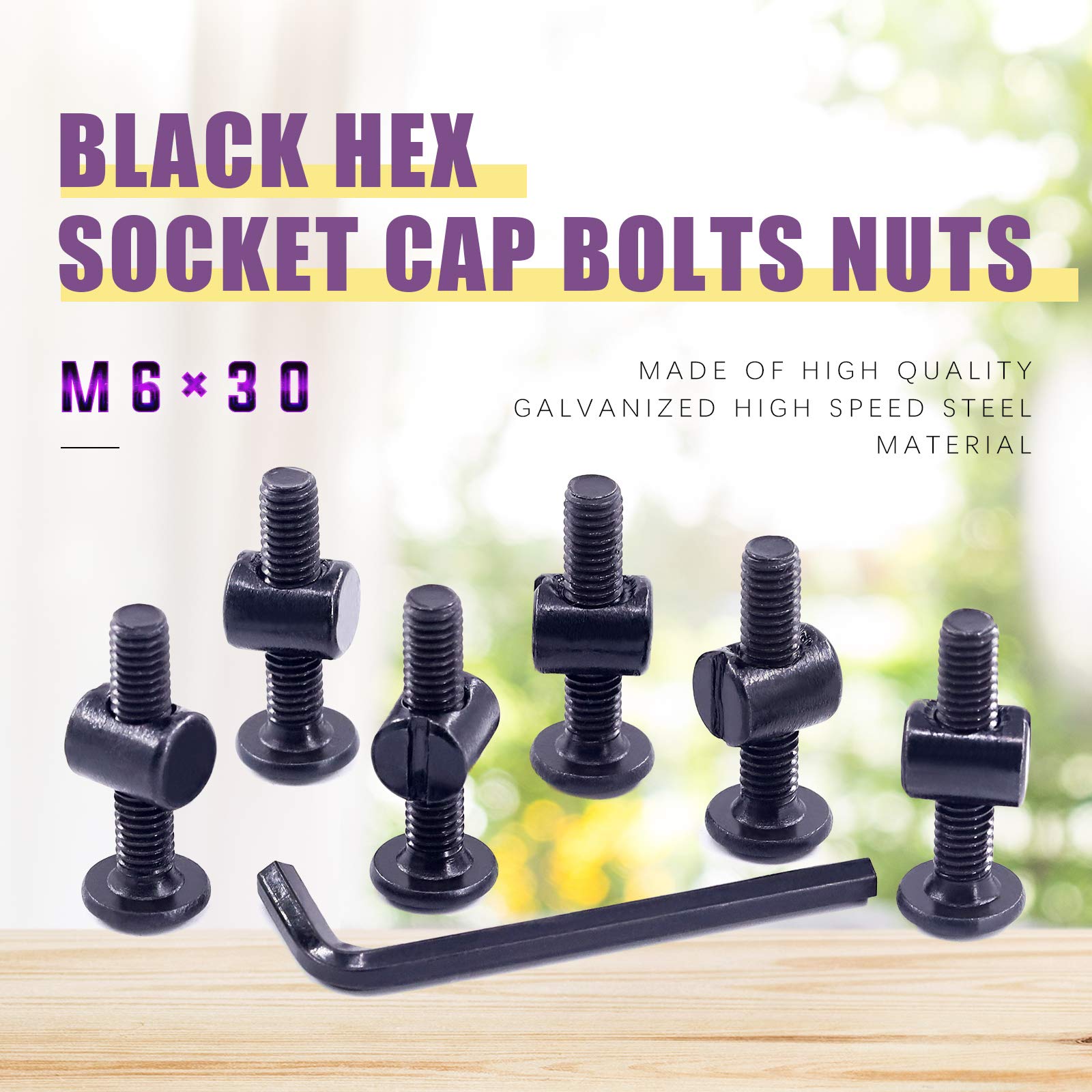 Swpeet 51Pcs M6x30mm Black Crib Screws with Allen Wrench - Perfect for Baby Beds & Furniture Assembly