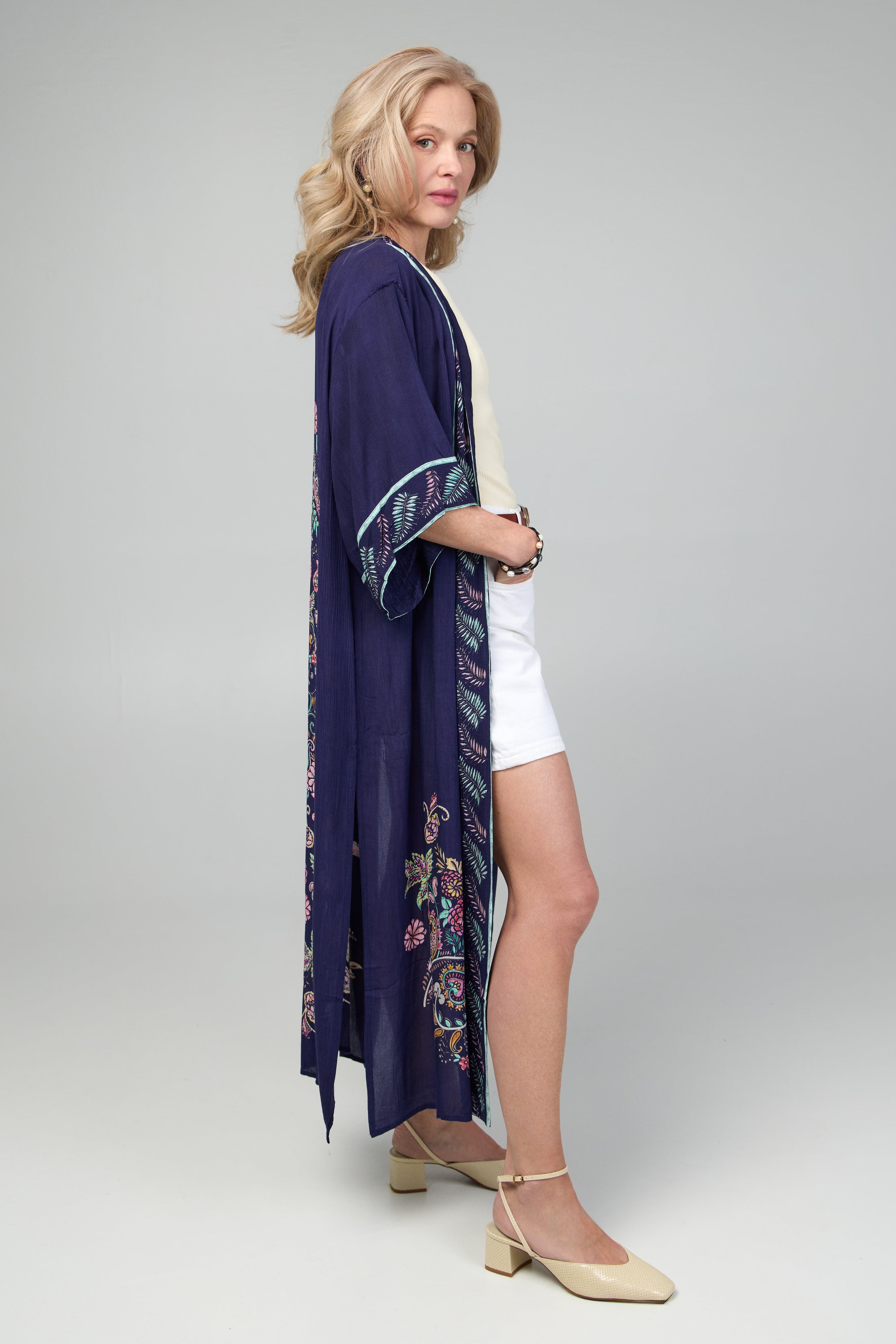Elegant Flowy Paisley Print Kimono - Long Boho Cover Up for Women | Perfect for Beach, Pool, or Summer Festivals